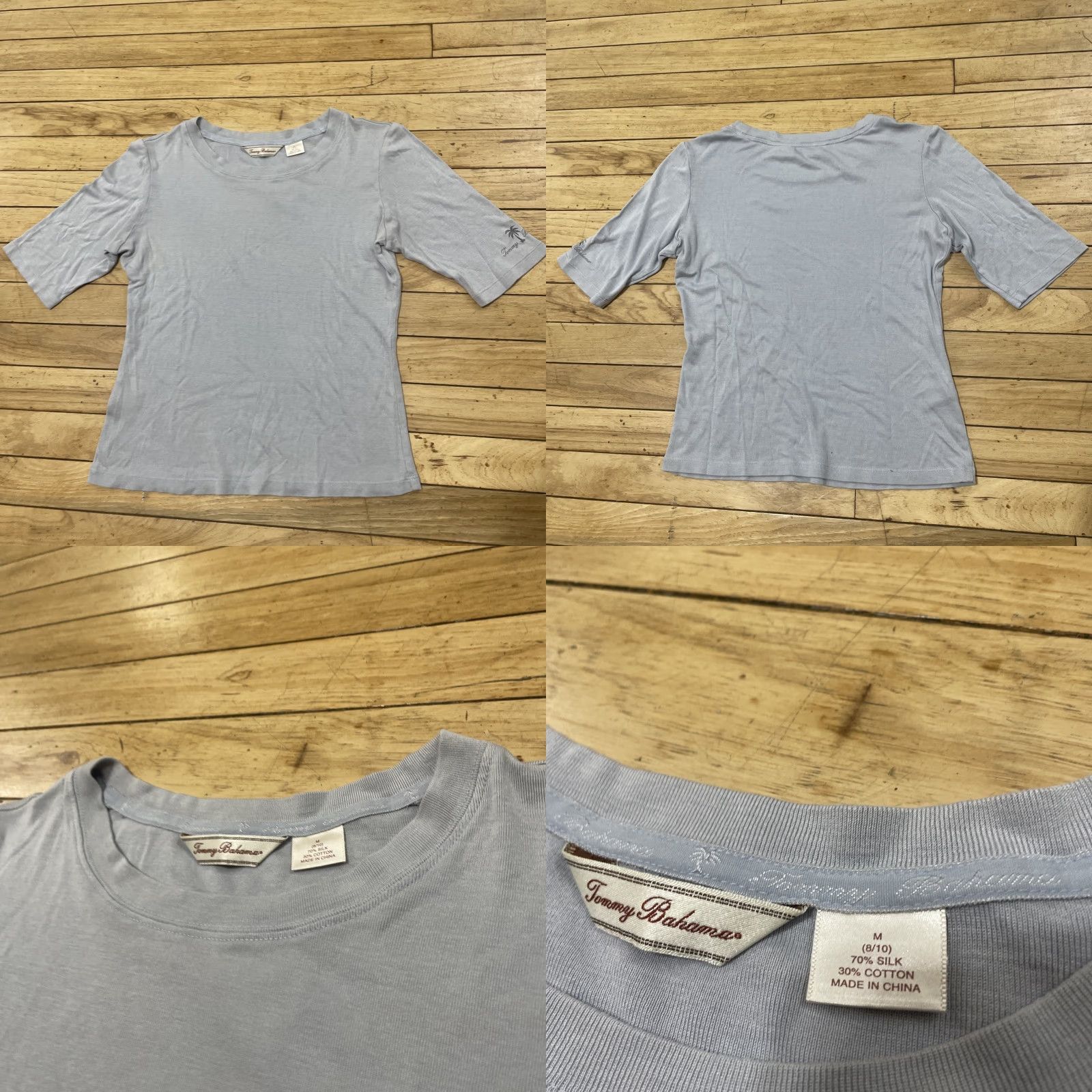 Tommy Bahama Tommy Bahama Silk Top Shirt Women M Light Blue Shimmer Beach 3/4 Sleeve V-Neck Pullover Casual Travel Womens Size M / US 6-8 / IT 42-44 - 9 Thumbnail