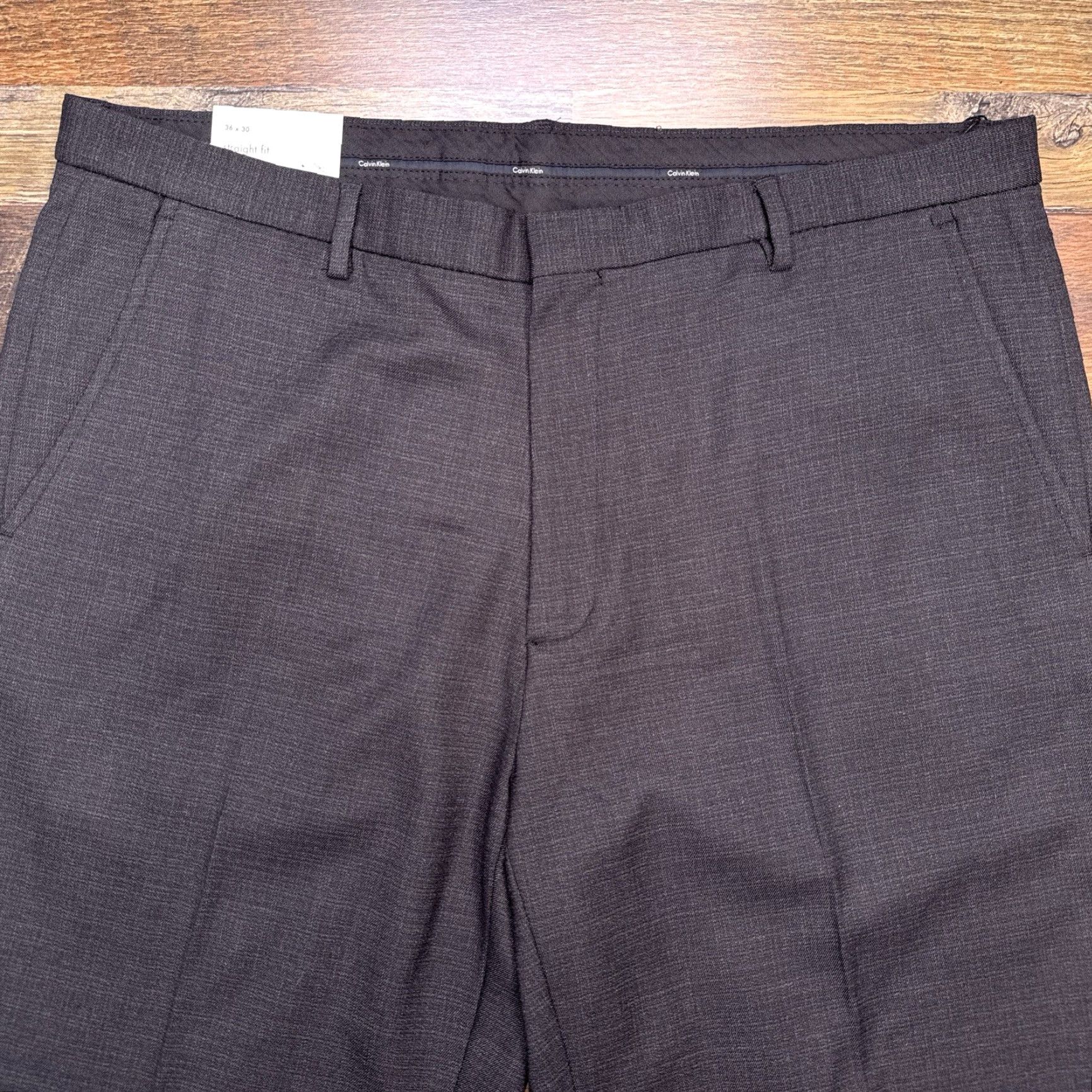 Calvin Klein Calvin Klein Dress Pants Mens 36x30 Gray Straight Fit Flat Front Zip Mid Rise New Size US 36 / EU 52 - 2 Thumbnail