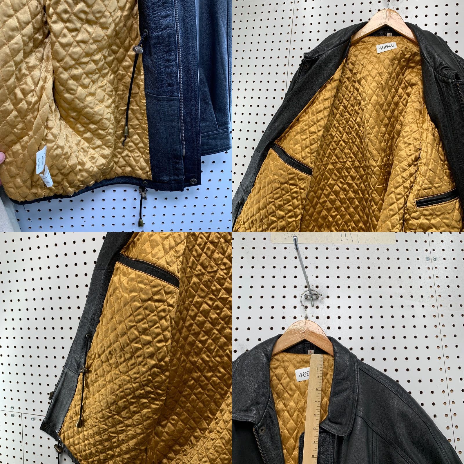 Vintage Echtes Leder Leather Car Coat Mens L Black Gold Quilt Lined Insulated Heavy Size US L / EU 52-54 / 3 - 8 Thumbnail