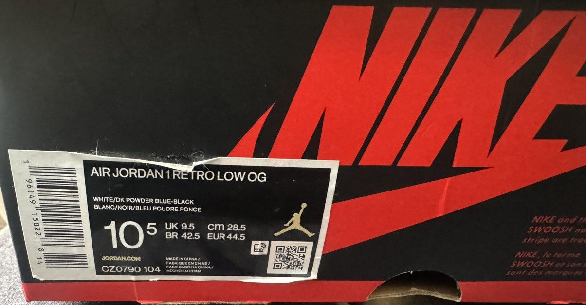 Nike Air Jordan 1 Low “Powder Blue” – Size 10.5 Size US 10.5 / EU 43-44 - 8 Thumbnail
