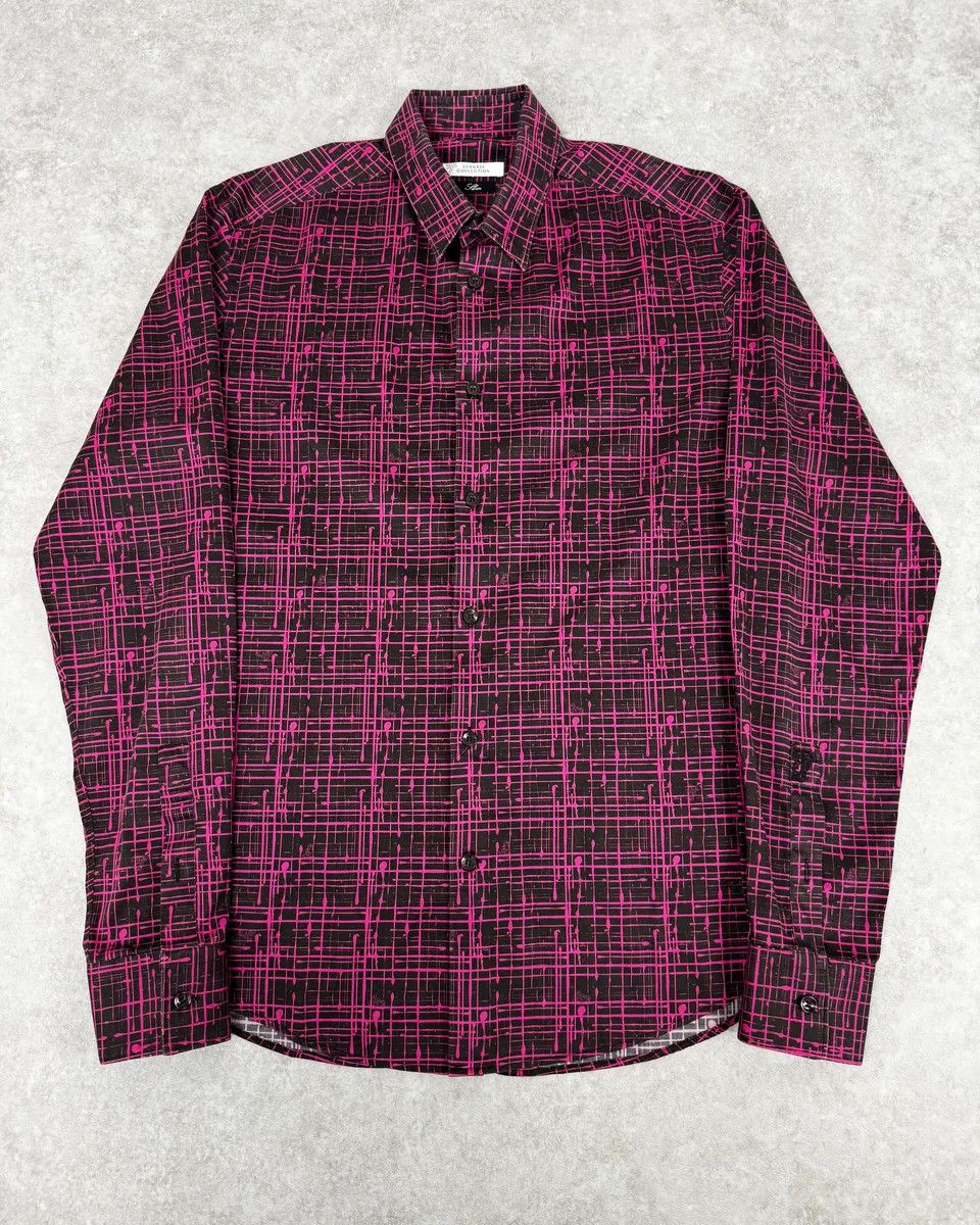 Versace SS2012 Versace Black & Pink Abstract Checkered Shirt Size US M / EU 48-50 / 2 - 1 Thumbnail