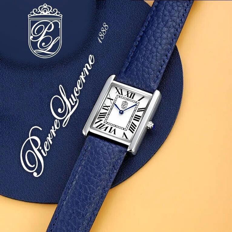 Pierre Lucerne 1888 Tank Swiss Inspired Mens Watch Blue