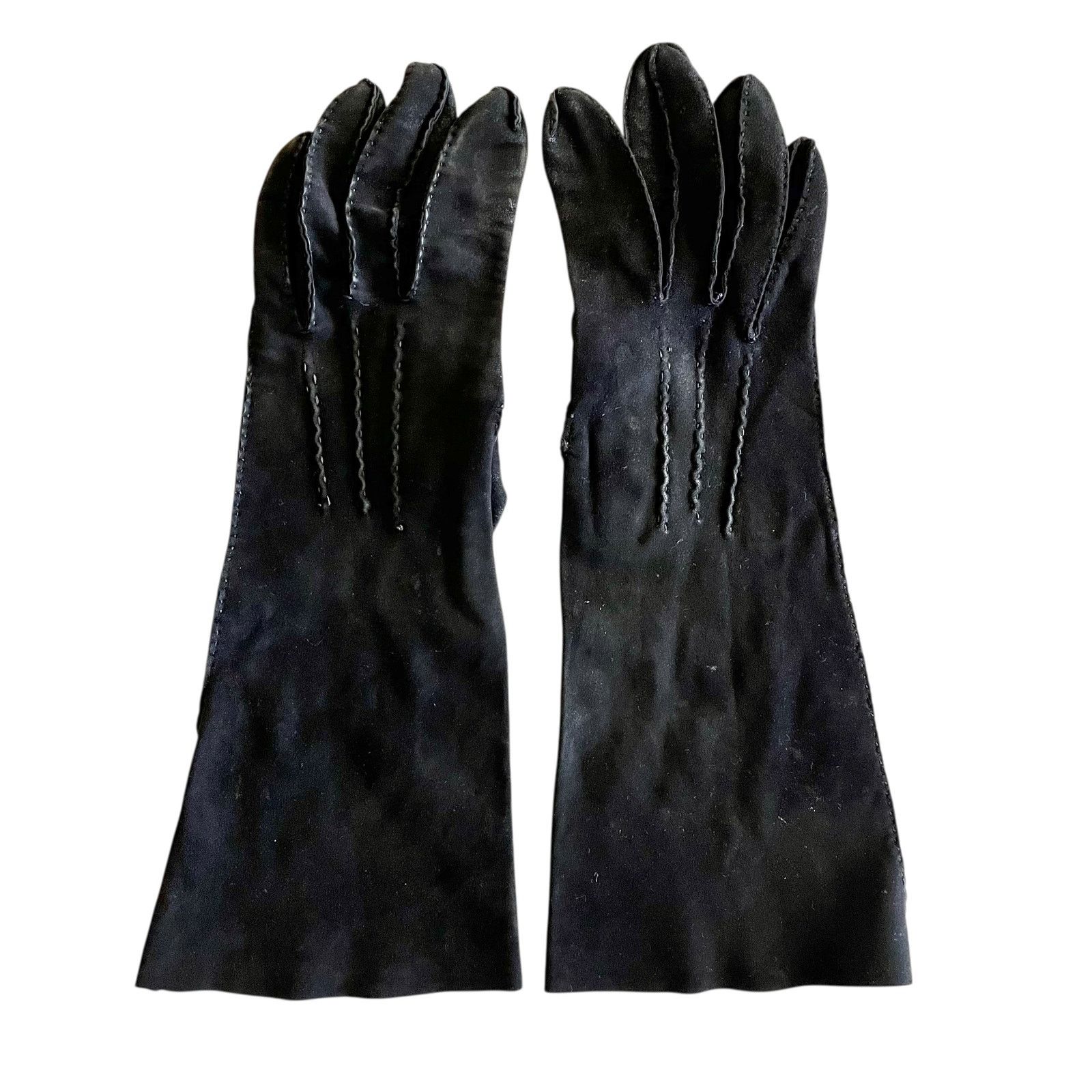 Vintage Vintage Black Fabric Forearm Long Evening Gloves Size 7 Size ONE SIZE - 3 Thumbnail