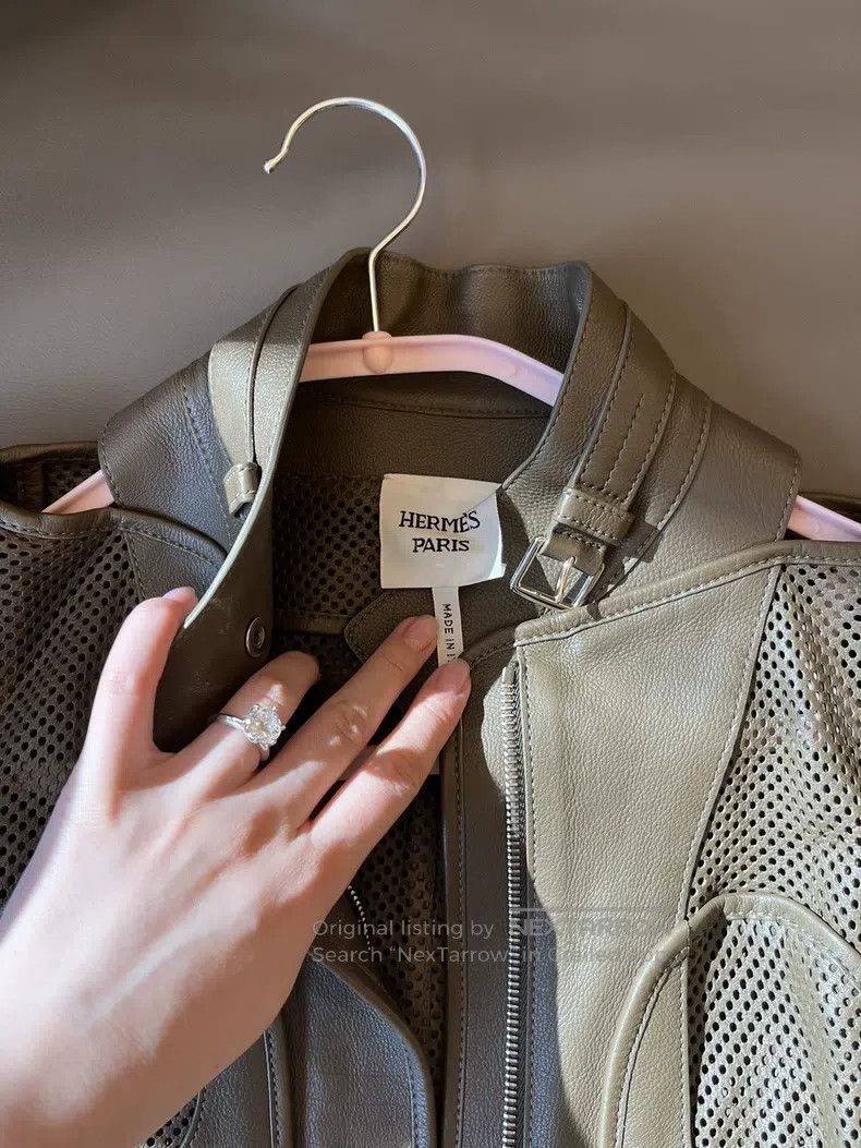 Hermes Hermes Elephant Gray Leather Jacket Size XXS / US 00 / IT 34 - 3 Thumbnail