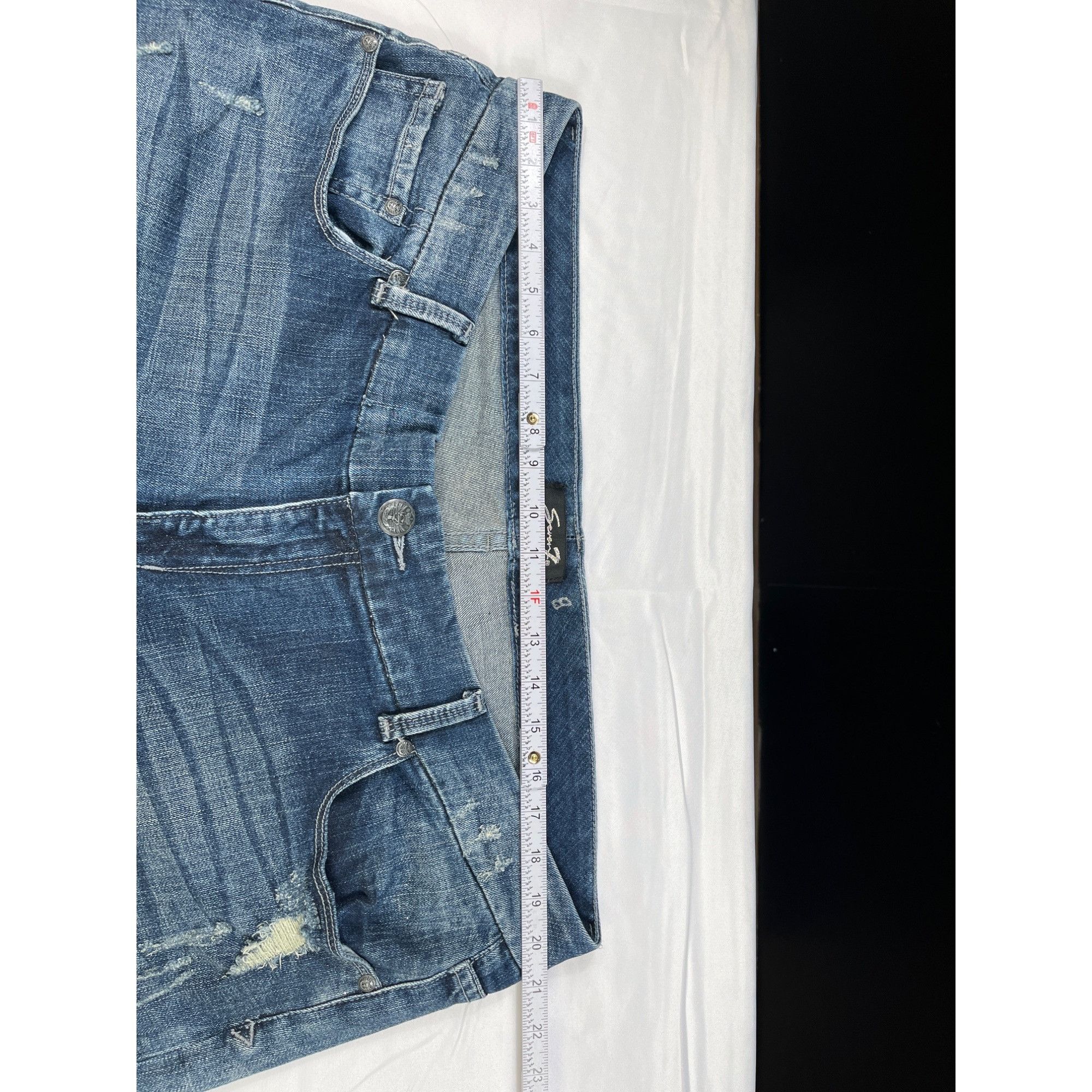 7 For All Mankind 7 For All Mankind SKU 7571 Womens Distressed Blue Denim Jean Size 22" - 3 Thumbnail