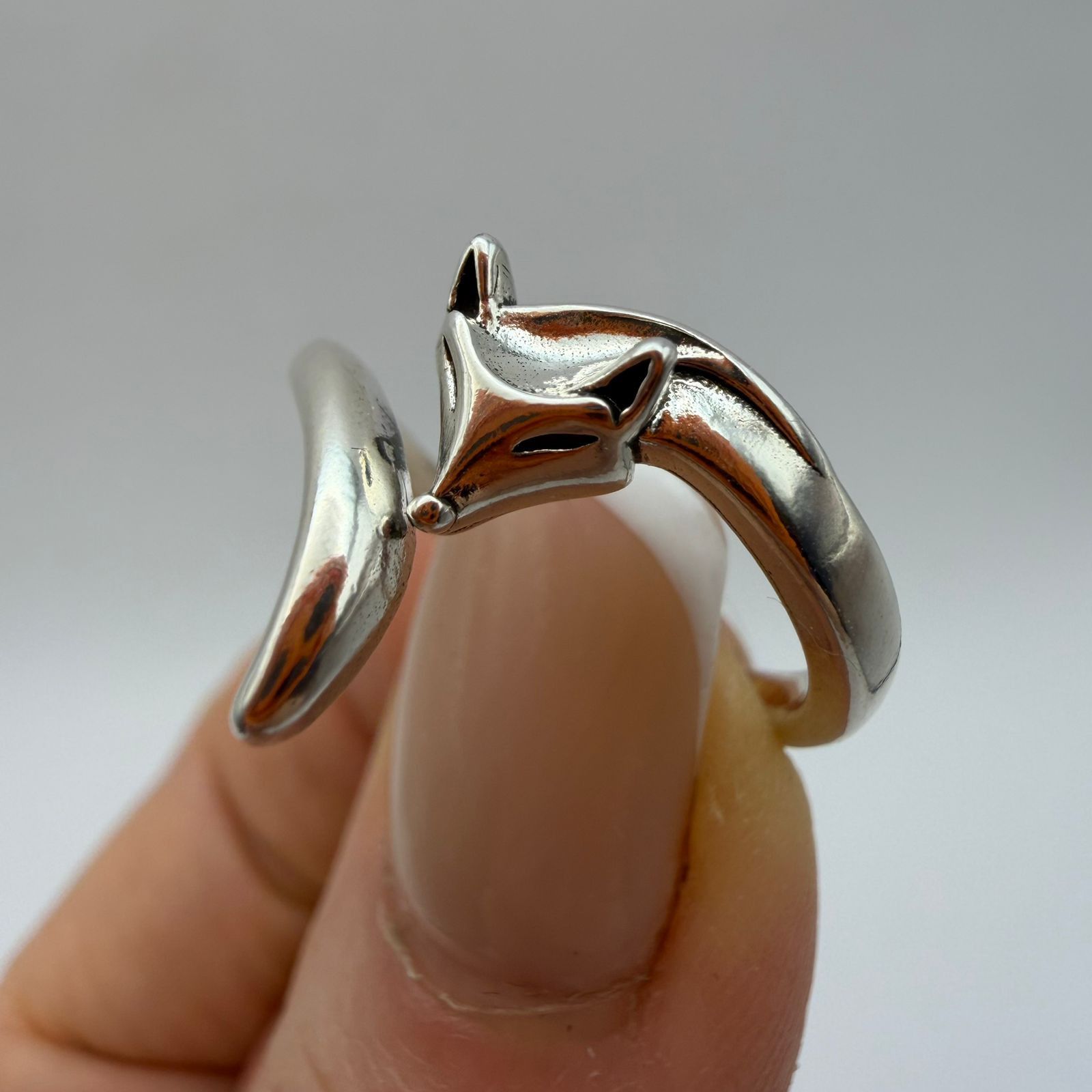 Sterling Silver 925 Sterling Silver Fox Ring Adjustable Minimalist Animal Size ONE SIZE - 9 Thumbnail
