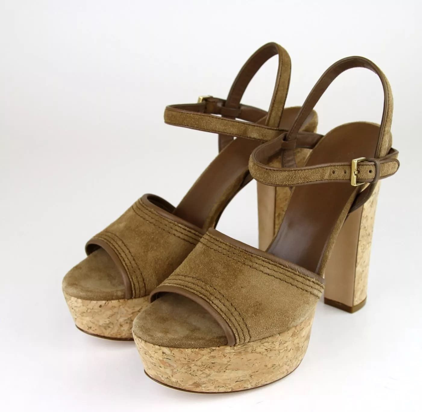 Gucci New Authentic Danielle Suede Cork Platform Sandal, 38.5/8.5 Size US 8.5 / IT 38.5 - 1 Thumbnail