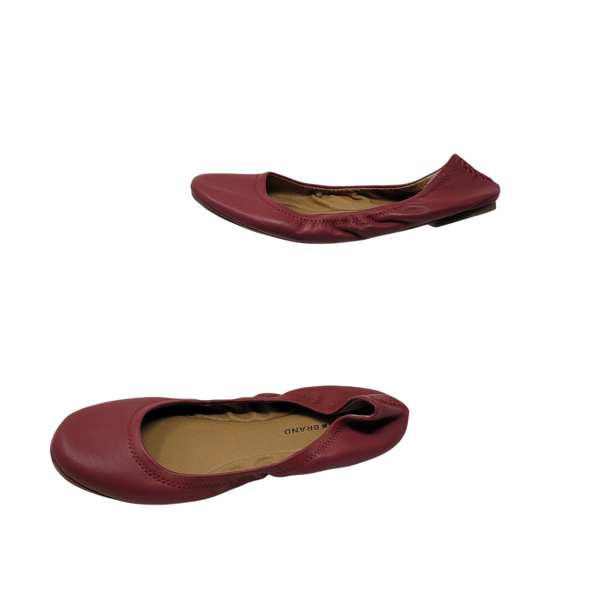 Lucky Brand Lucky Brand Womens Emmie Ballet Flat Red Leather 10 Balletco Size US 10 / IT 40 - 5 Thumbnail