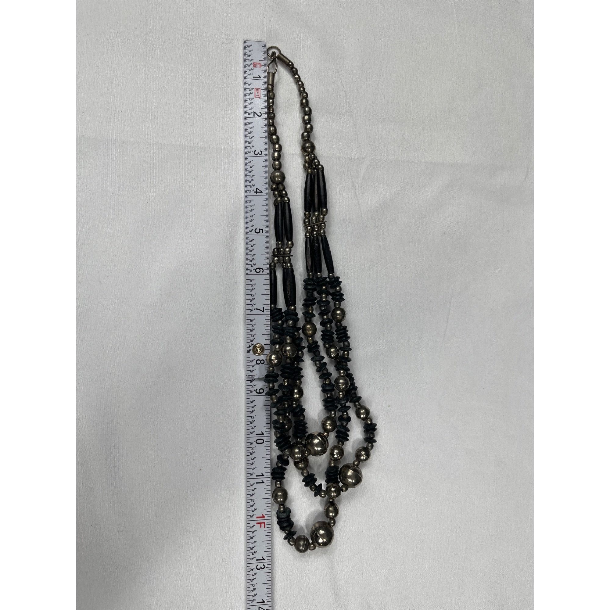 Vintage Vintage SKU 7863 Multi Strand Black and Silver Boho Beaded N Size ONE SIZE - 5 Thumbnail