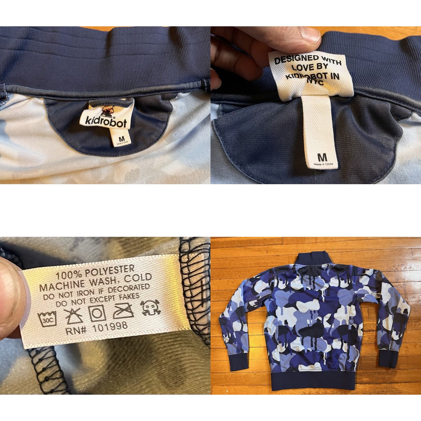 Vintage VINTAGE Kid Robot Camo Sweatshirt Men’s Medium Blue Full Zip Sweatshirt M Blue Camouflage Embroidered Logo Hooded Pockets Mens 78/112 Size US M / EU 48-50 / 2 - 8 Thumbnail