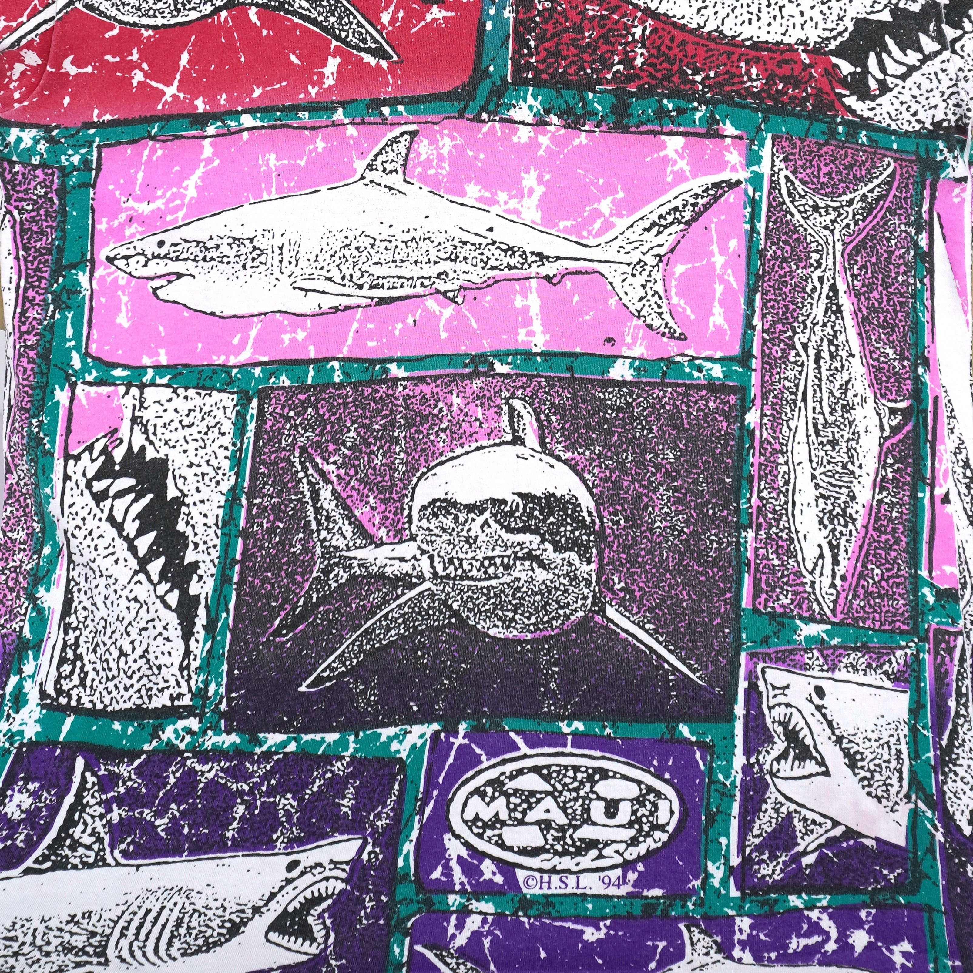 Vintage (Maui and Sons) - Sharks All Over Print T-Shirt 1994 Size US L / EU 52-54 / 3 - 3 Thumbnail