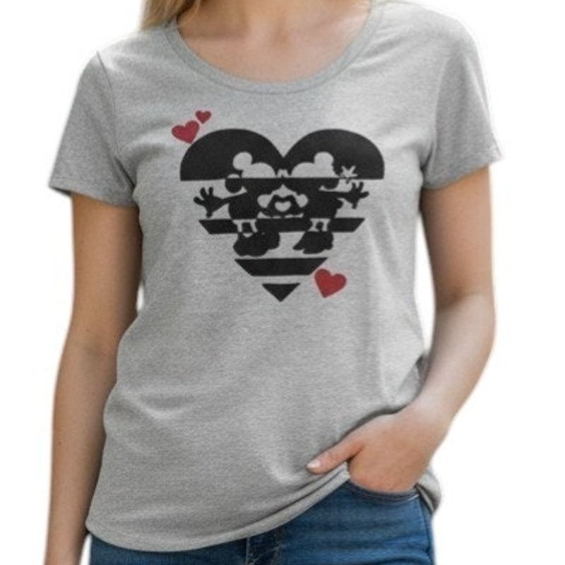 Disney DISNEY Mickey & Minnie T-shirt XS Gray Black Glitter Sparkle Size XS / US 0-2 / IT 36-38 - 1 Thumbnail