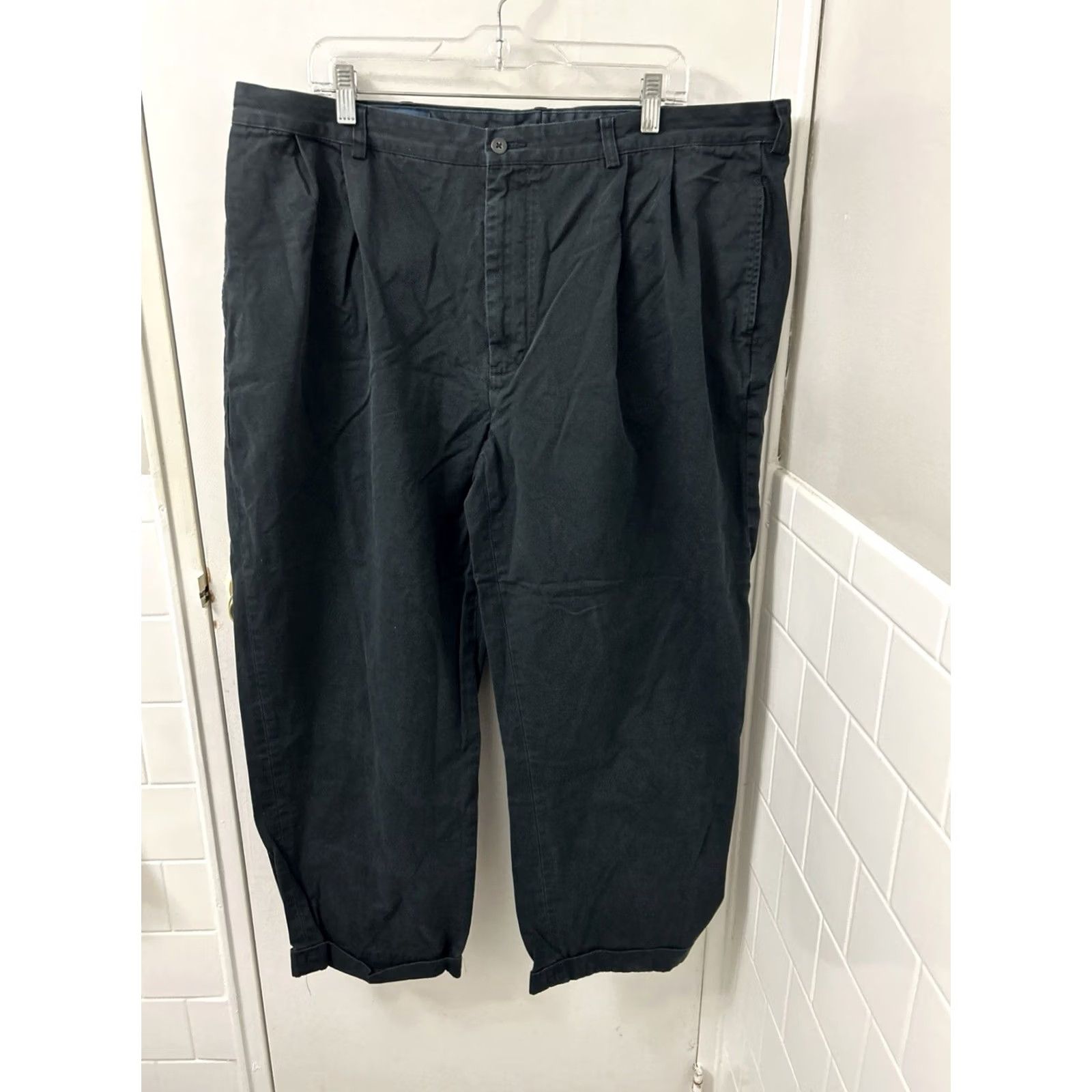 Polo Ralph Lauren VINTAGE Polo Ralph Lauren Hammond Pants Mens 42x27 Black Chino YKK Pleated Cuffed Size US XL / EU 56 / 4 - 2 Thumbnail