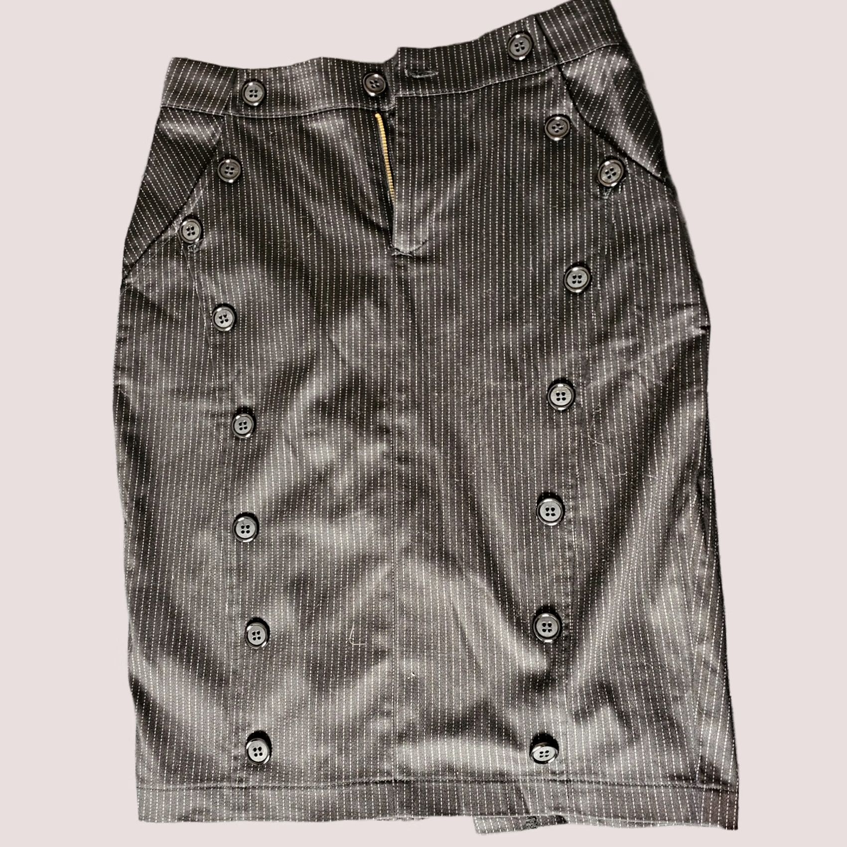 Vintage JLO Jennifer Lopez Pencil Skirt Womens Size 28 Black Striped Stitching Skirt Knee Length Womens Size 28" / US 6 / IT 42 - 1 Thumbnail