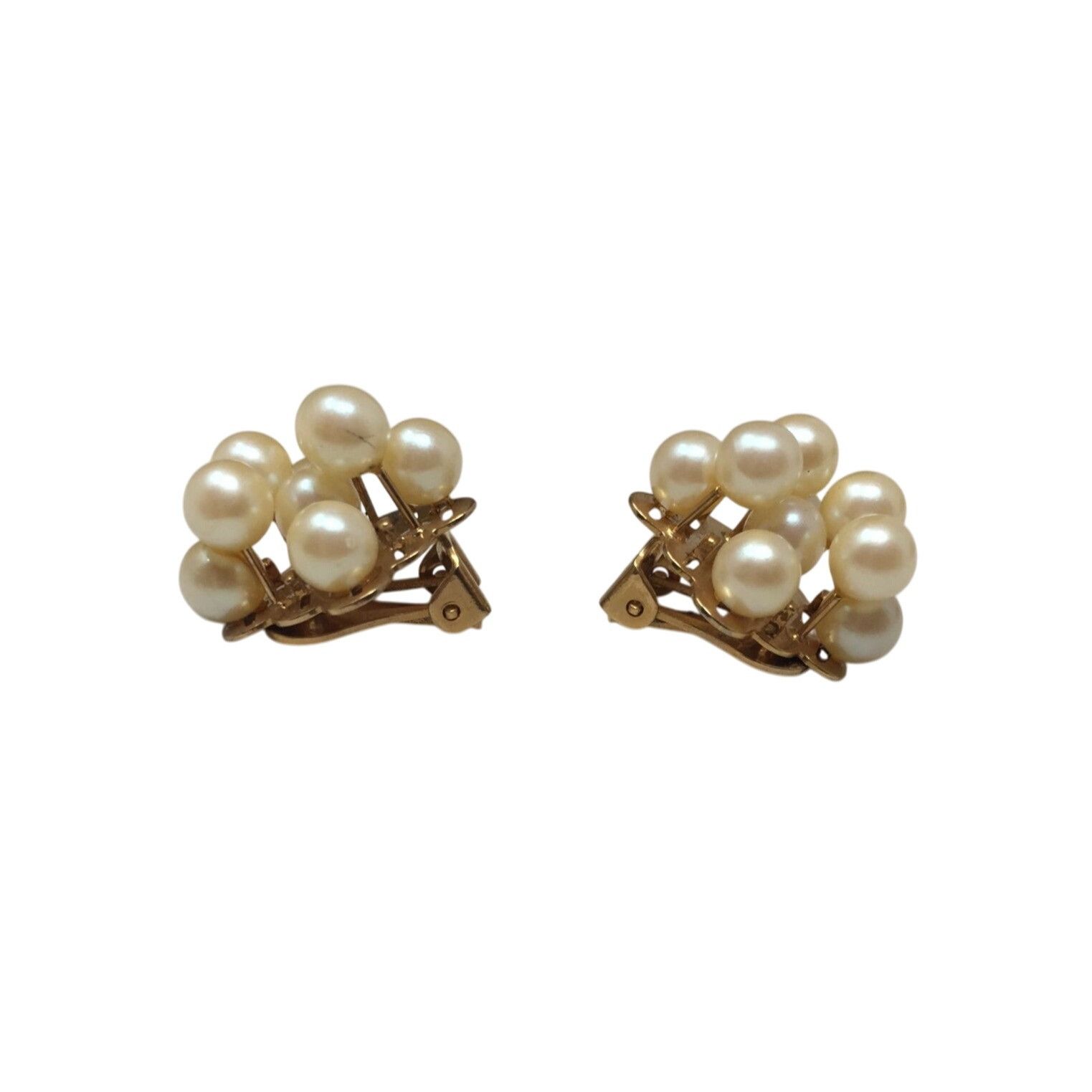 Other Women's Gold Tone Cluster Clip on Earrings with Faux Pearls Size ONE SIZE - 2 Thumbnail
