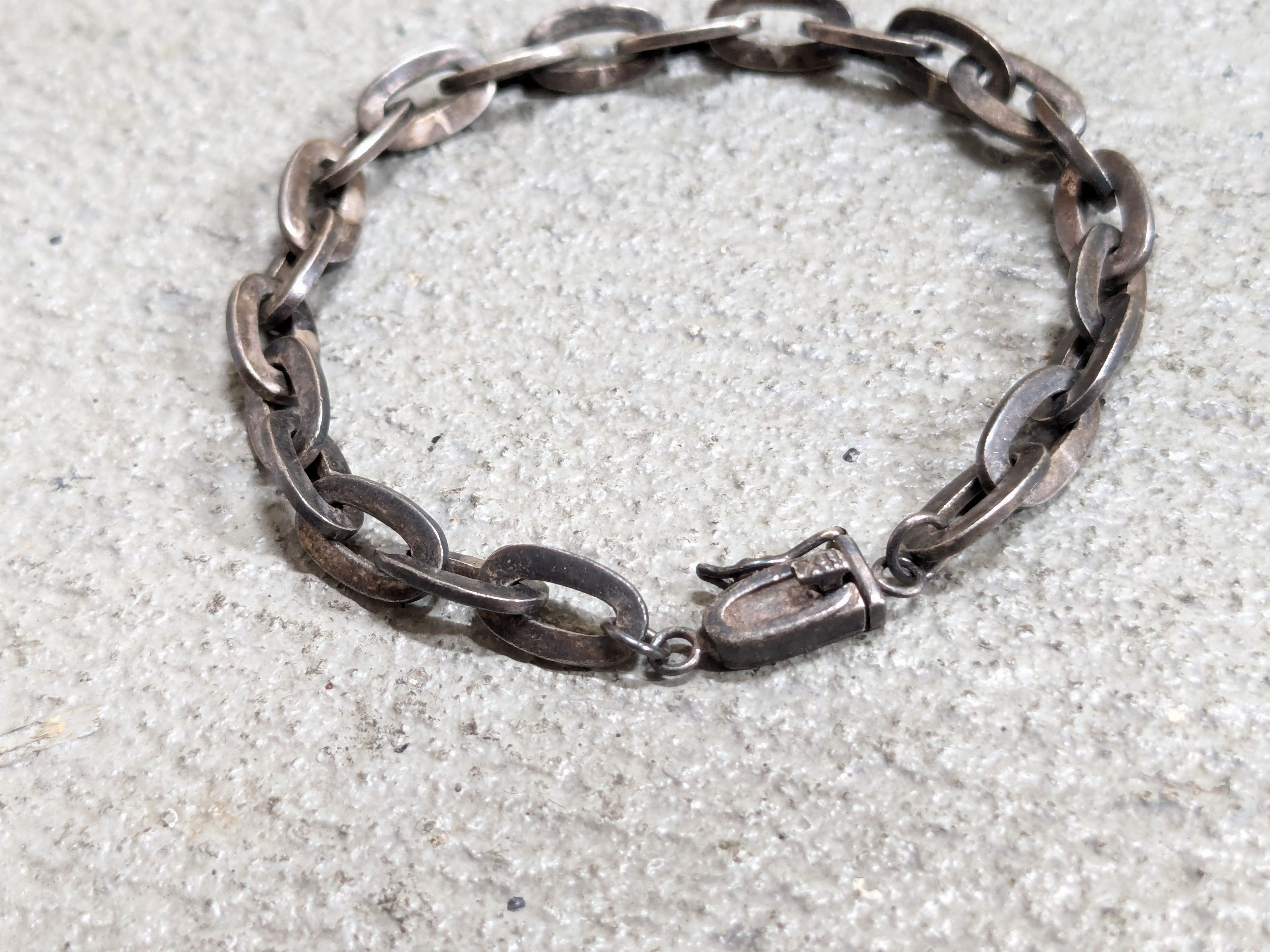 Jewelry Vintage Sterling Silver Bracelet Oval 7" Chain Link Size ONE SIZE - 4 Thumbnail