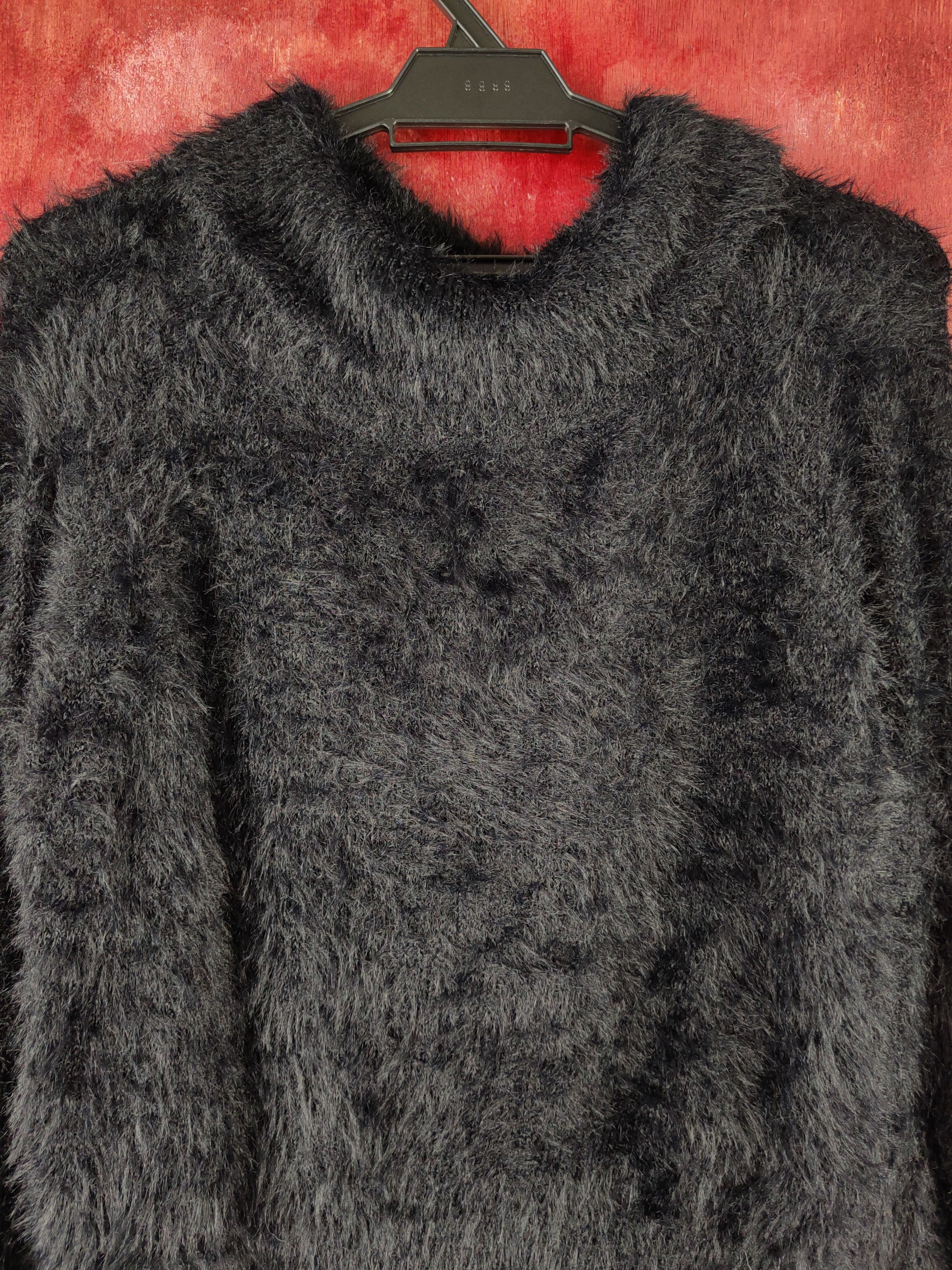 Aran Isles Knitwear Browny Black Shag Shaggy Fur Mohair Knitwear #S1972 Size S / US 4 / IT 40 - 2 Thumbnail