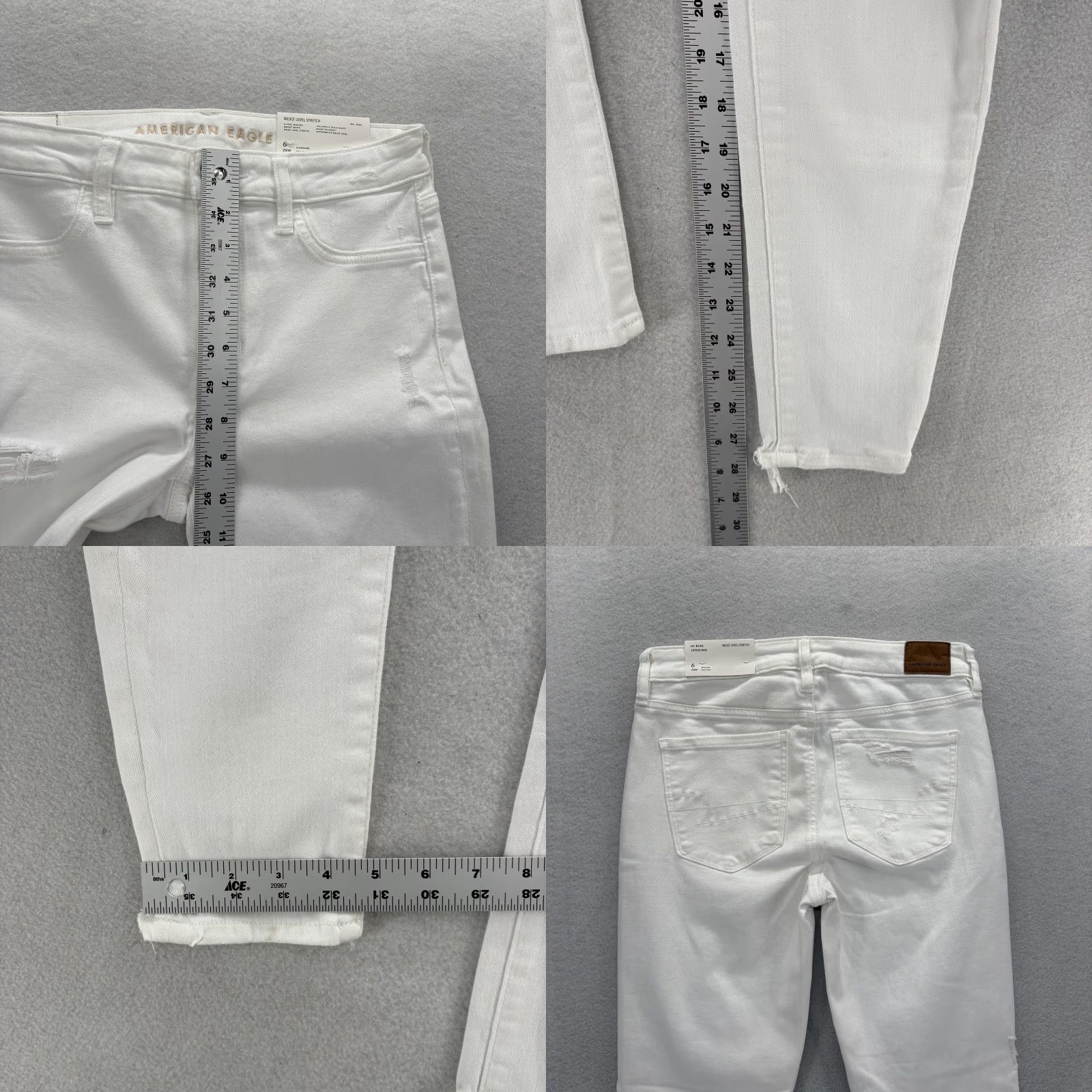 American Eagle Outfitters American Eagle High Rise Jegging Jeans Womens 6 White Distressed Stretch Denim Size 28" / US 6 / IT 42 - 8 Thumbnail