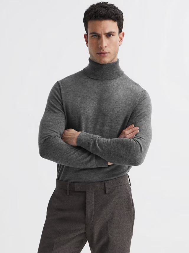 Reiss Reiss merino wool light gray Roll Neck knit Jumper Sweater Size US L / EU 52-54 / 3 - 2 Thumbnail