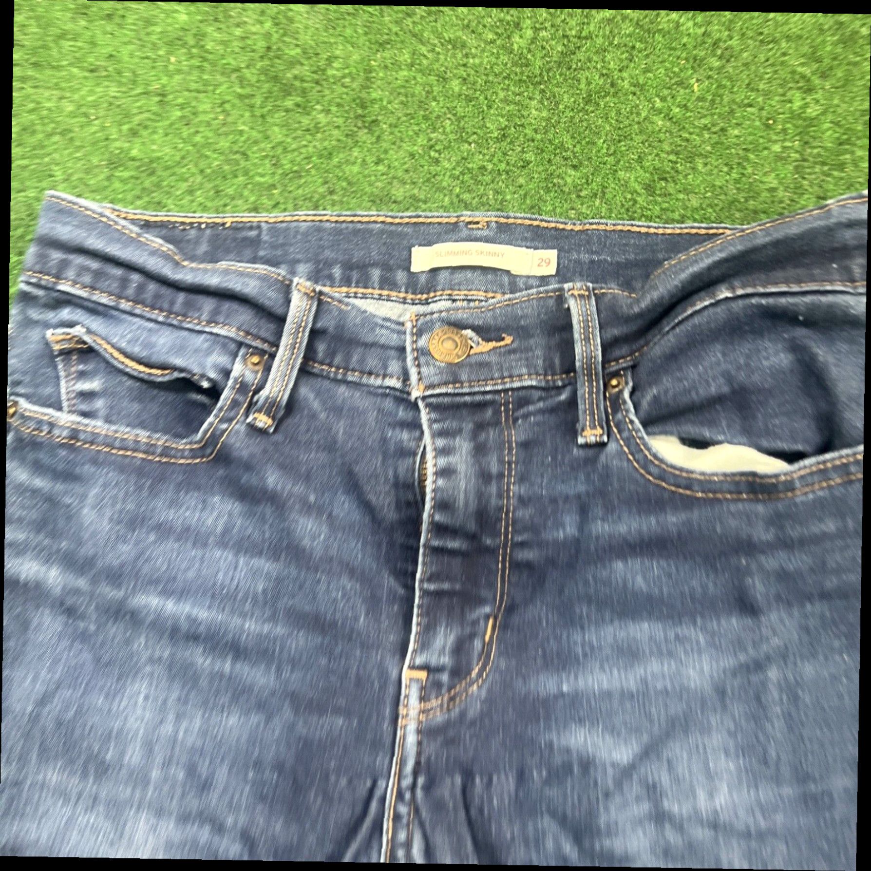 Levi's Levis Mid Rise Skinny Women Sz 29 Measures 28x29 Stretch Denim Blue Jeans Size 29" - 5 Thumbnail