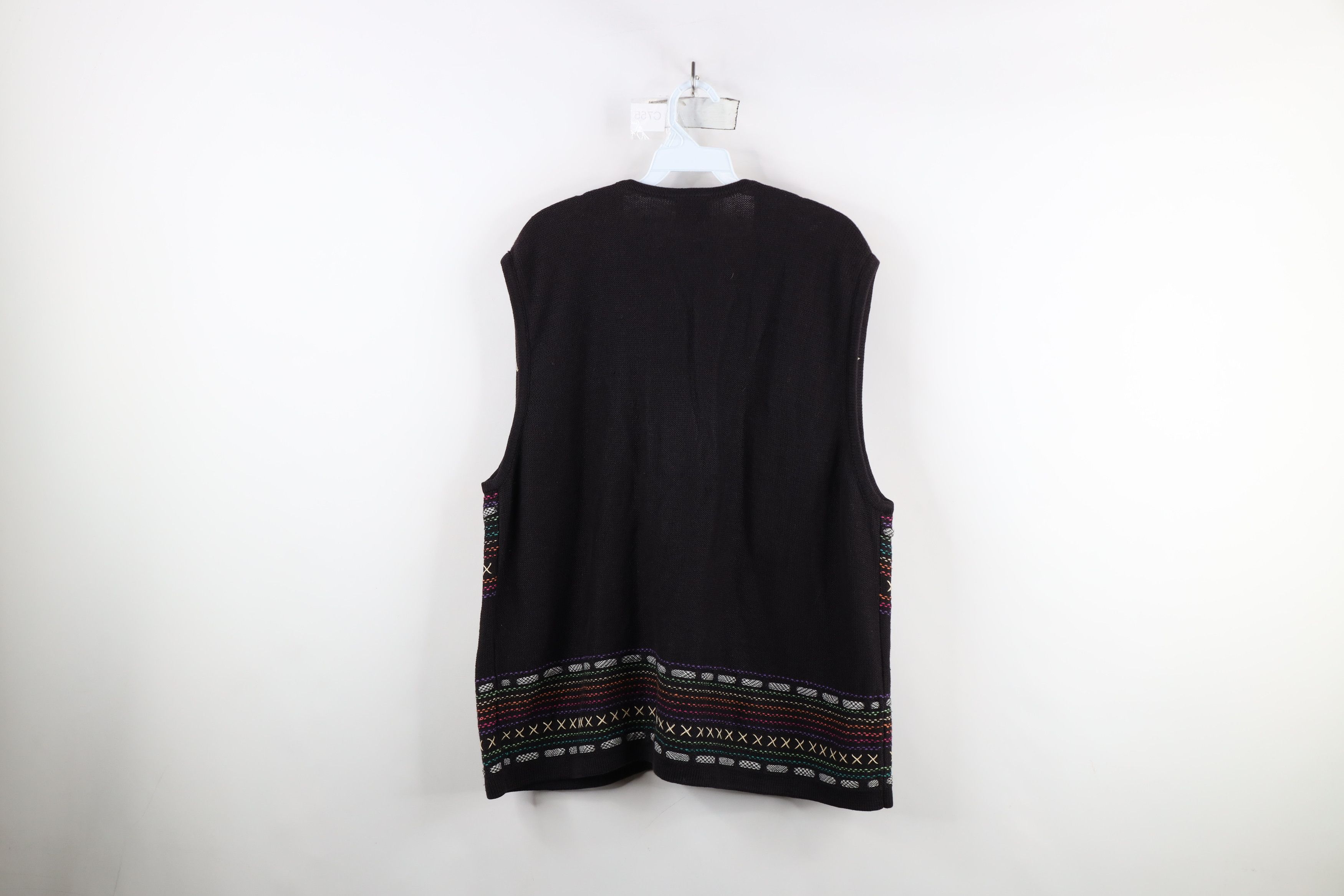 Vintage Vintage 90s Streetwear Embroidered Knit Flower Sweater Vest Size L / US 10 / IT 46 - 11 Thumbnail