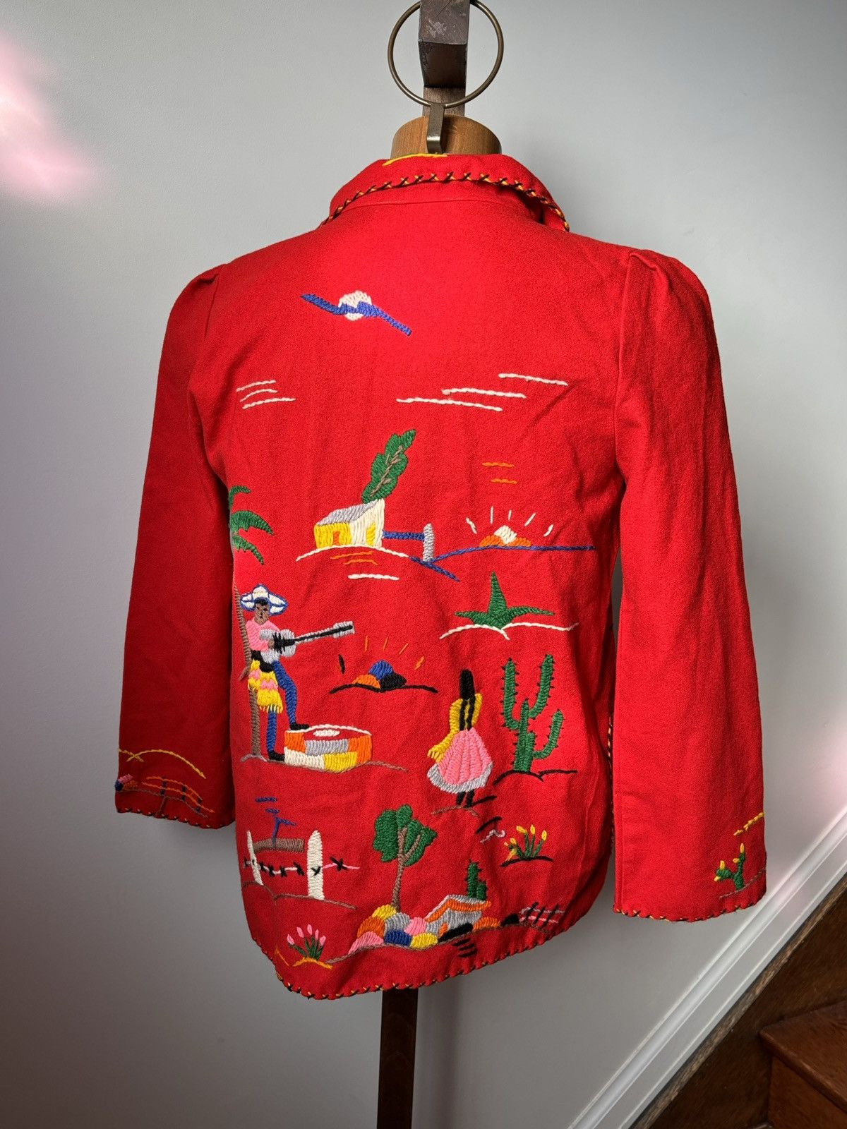 Vintage 1940s Mexican Wool Jacket 1950s Vintage Embroidered By Mikes Size M / US 6-8 / IT 42-44 - 4 Thumbnail