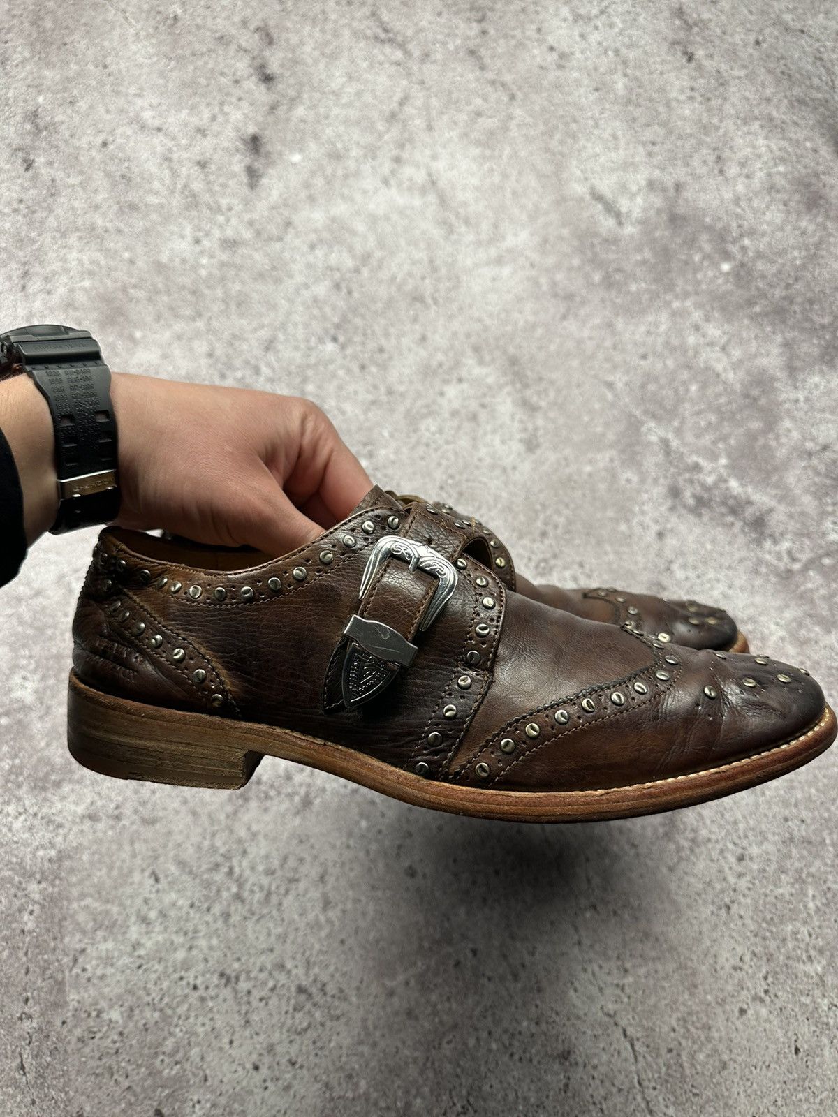 Japanese Brand Vintage Y2K Leather Shoes Japanese Style Avant Garde Metal Size US 8 / EU 41 - 8 Thumbnail