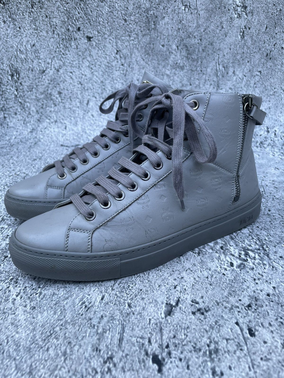 MCM MCM hi top grey sneaker Size US 7 / EU 40 - 1 Thumbnail
