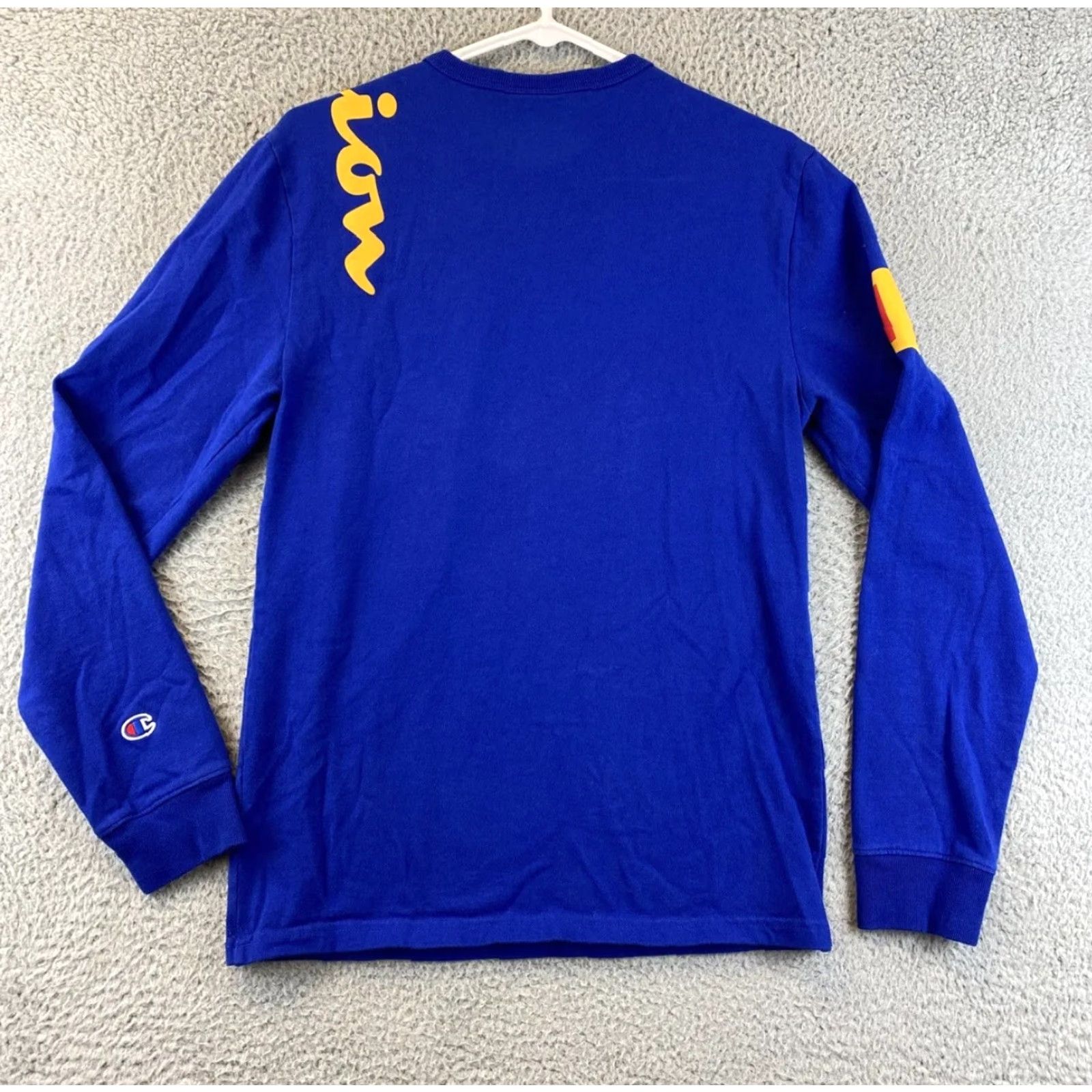 Champion Champion Men T-Shirt S Long Sleeve Blue Spellout Authentic Cotton Shirt 78-55 Size US S / EU 44-46 / 1 - 7 Thumbnail