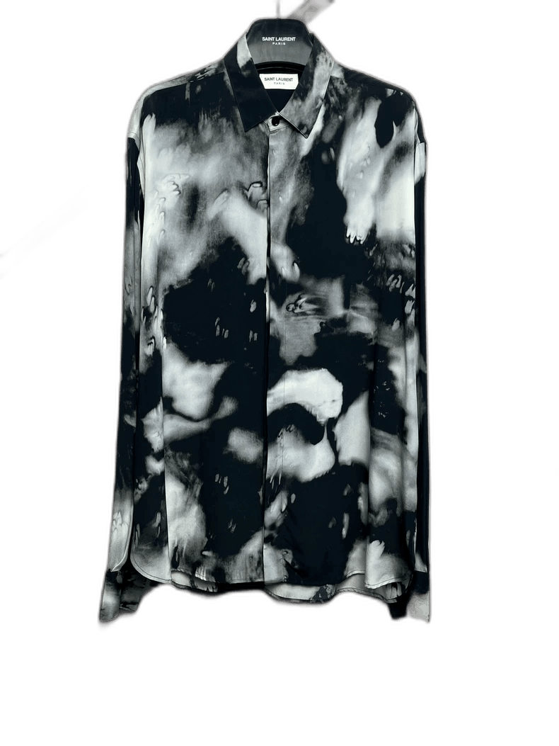 Saint Laurent Paris Saint Laurent Black and White Silk Shirt Size US M / EU 48-50 / 2 - 1 Thumbnail