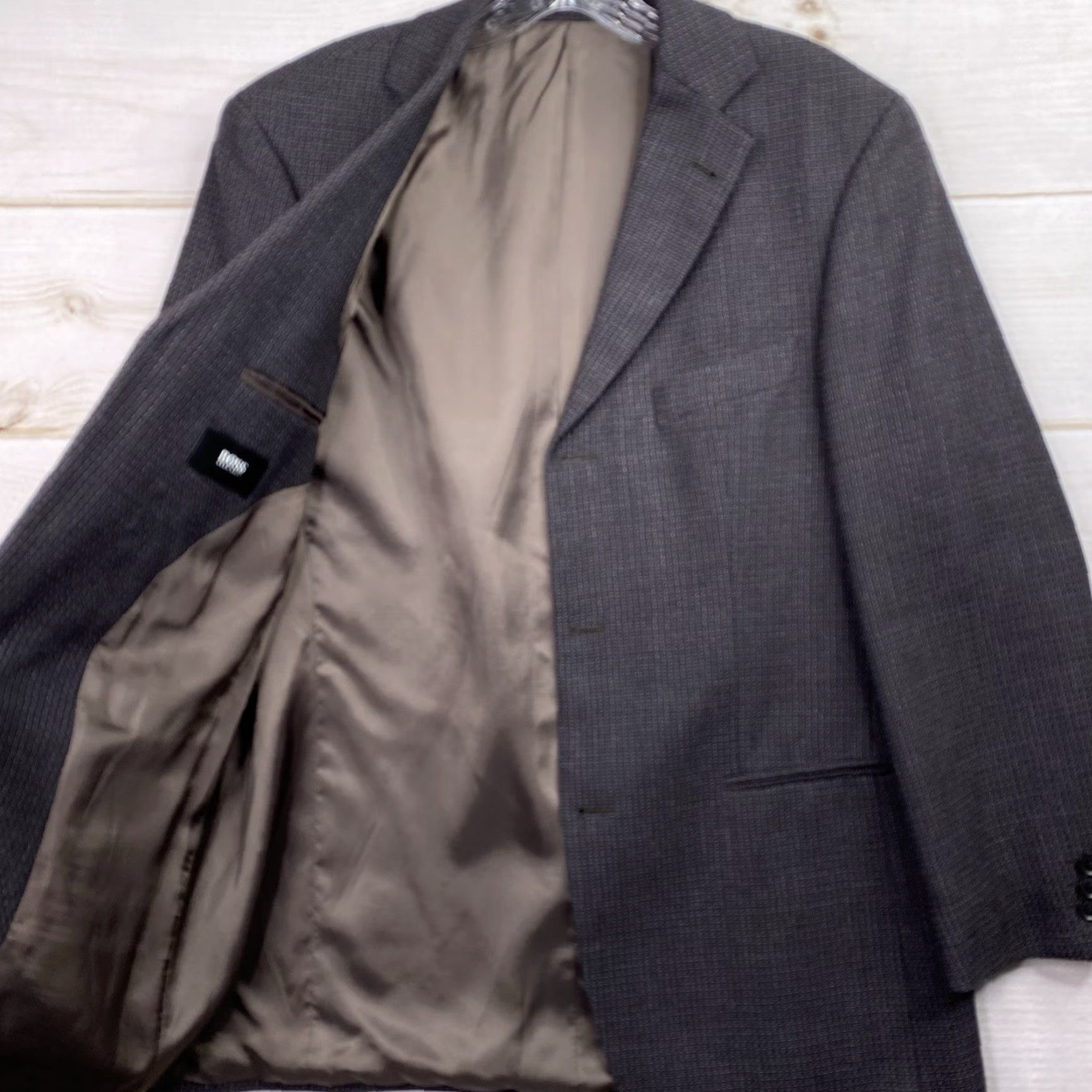 Hugo Boss HUGO BOSS Blazer Jacket Single-Breasted 3-Button Brown Wool 38R Men Vintage No Notch Lapel Size 38R - 2 Thumbnail