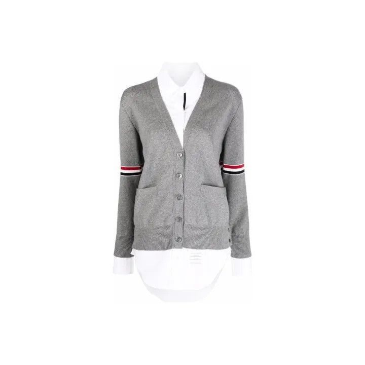 Thom Browne Gray Striped Knit Long Sleeve Top -2507