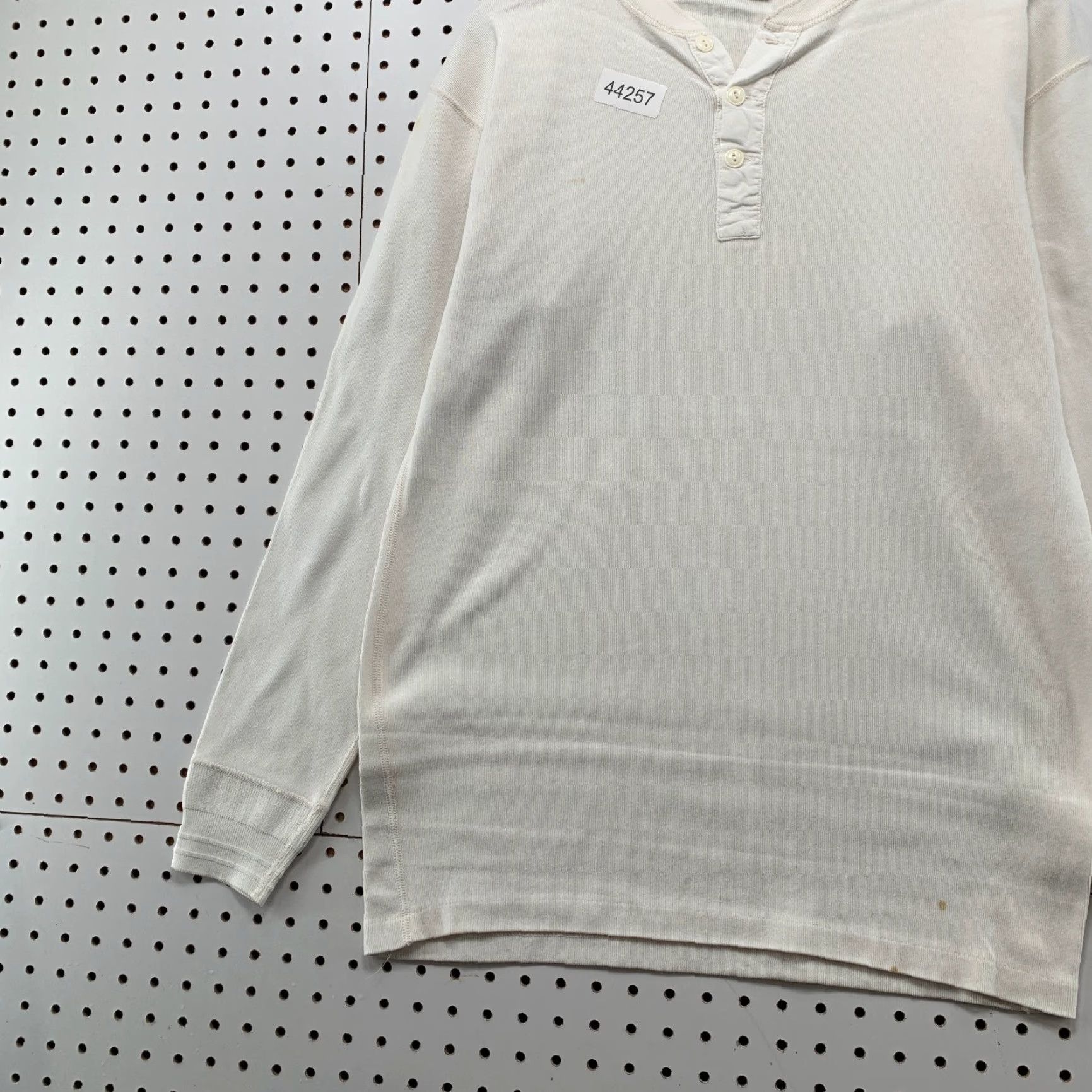 Vintage VINTAGE Britches Henley Pullover Shirt Mens XL White Heavyweight Knit Cotton - 90s Era, Hand Made Hong Kong Mens XL White Size US XL / EU 56 / 4 - 3 Thumbnail