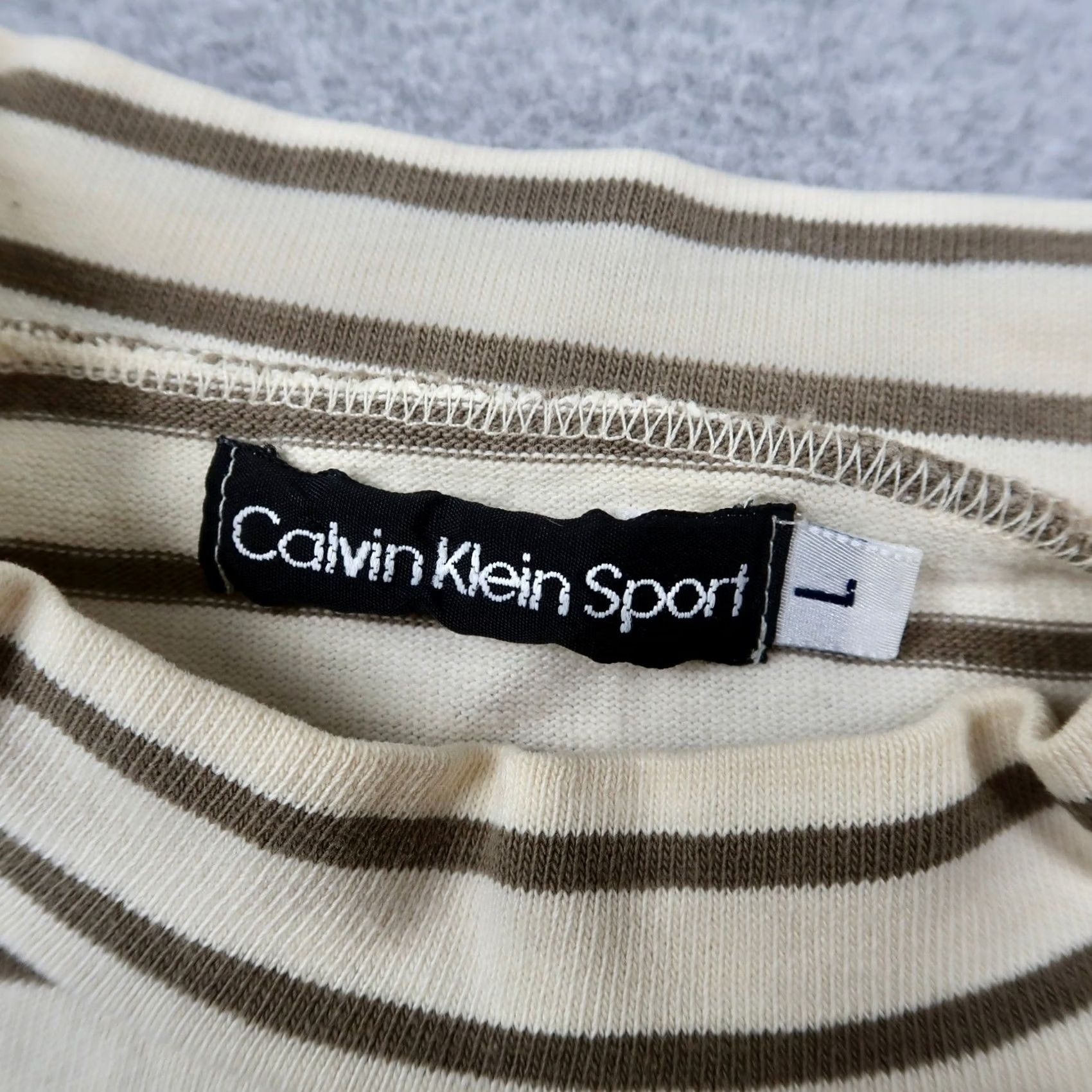 Vintage VINTAGE 90s Calvin Klein Sport Mens L Striped Mock Neck Long Sleeve Shirt USA Size US L / EU 52-54 / 3 - 4 Thumbnail
