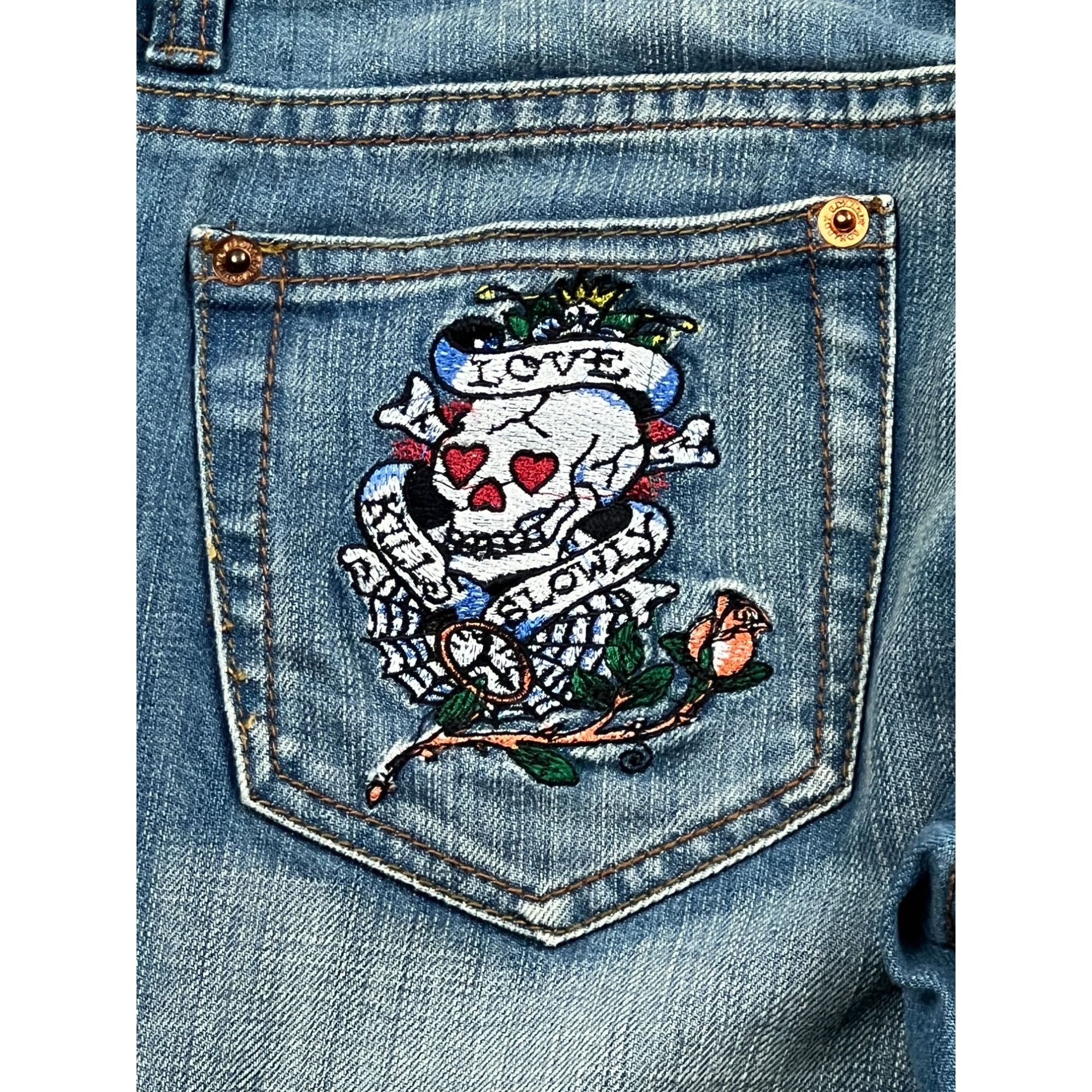 Ed Hardy Ed Hardy Embroidered Denim Jeans Pants (Y0813) Size 26" / US 2 / IT 38 - 11 Thumbnail