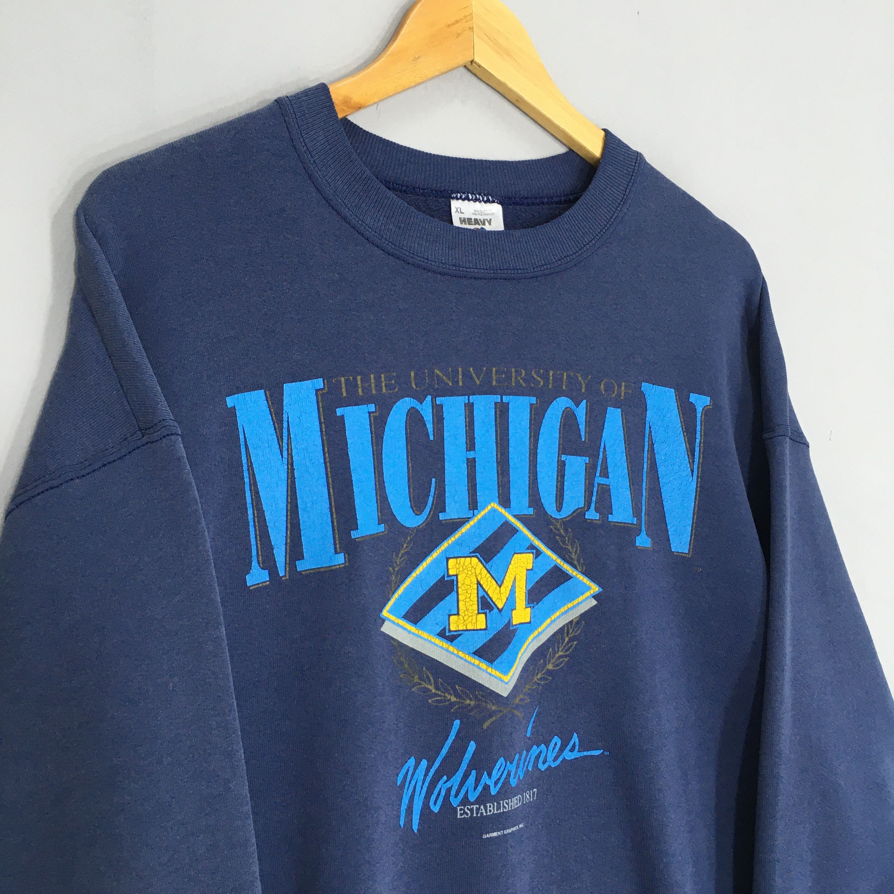 NCAA × Vintage Vintage 90s Michigan Wolverines NCAA Sweatshirt XLarge Size US XL / EU 56 / 4 - 3 Thumbnail