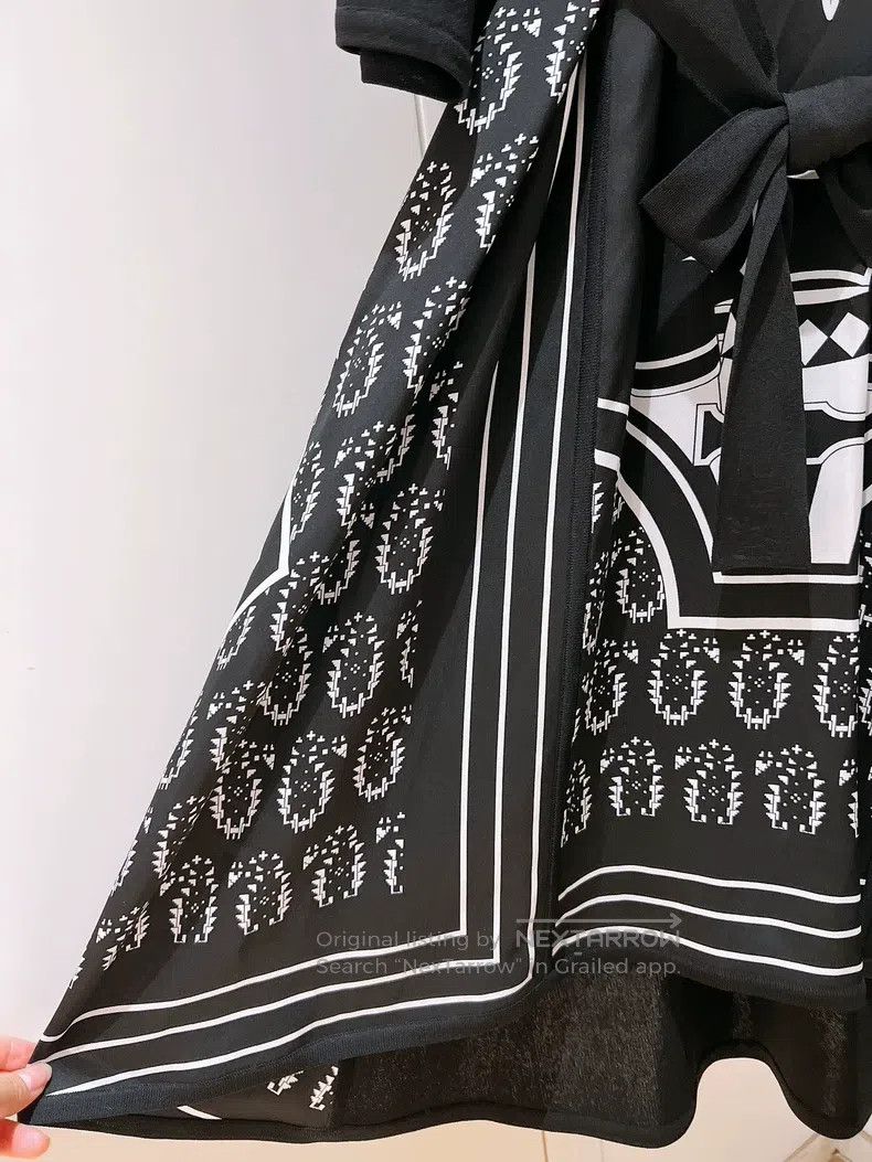 Hermes Hermes Black and White Patchwork Silk Dress Size XXS / US 00 / IT 34 - 4 Thumbnail