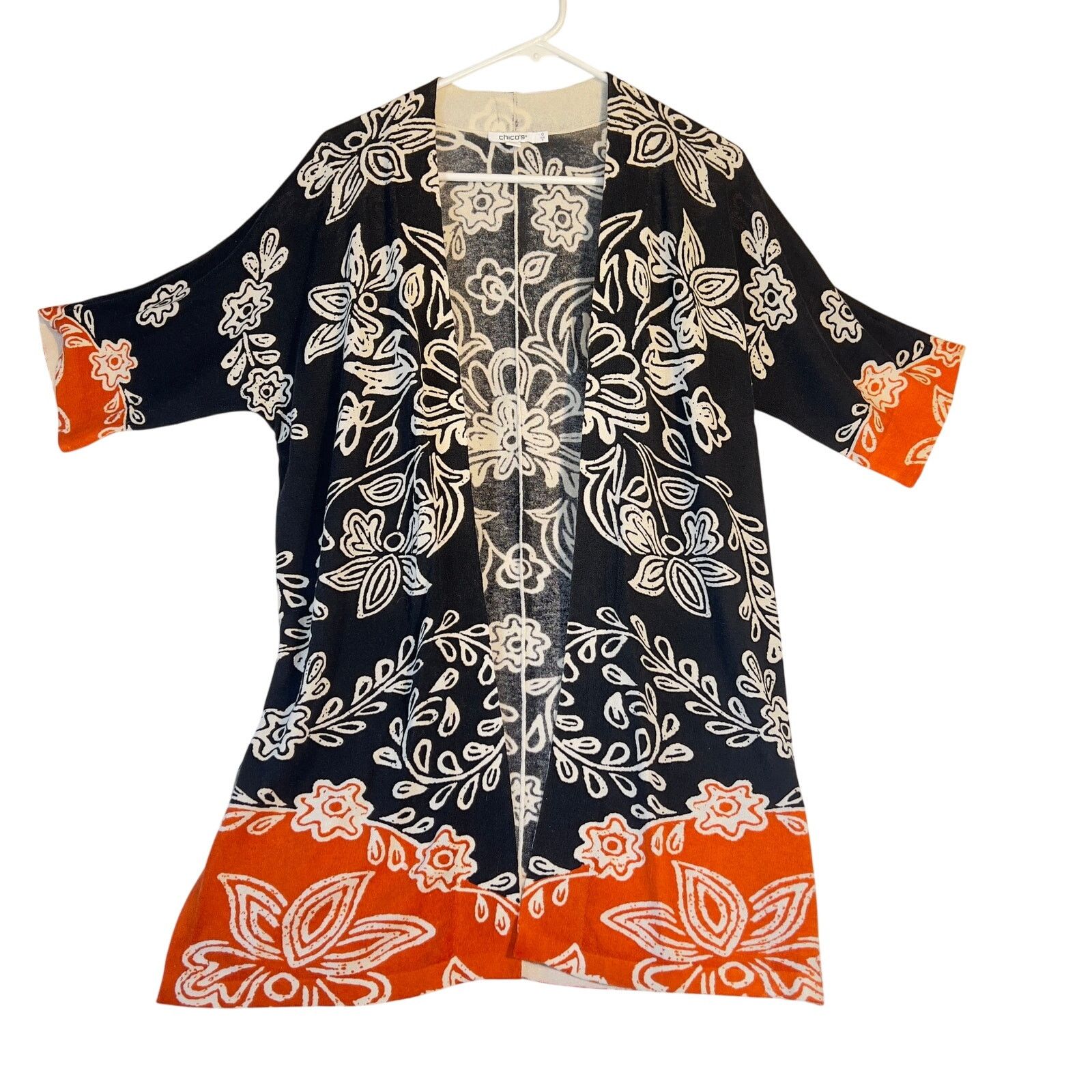 Chicos Chico's Open Style Cardigan Woman 0= Small Floral 33” Size S / US 4 / IT 40 - 1 Thumbnail