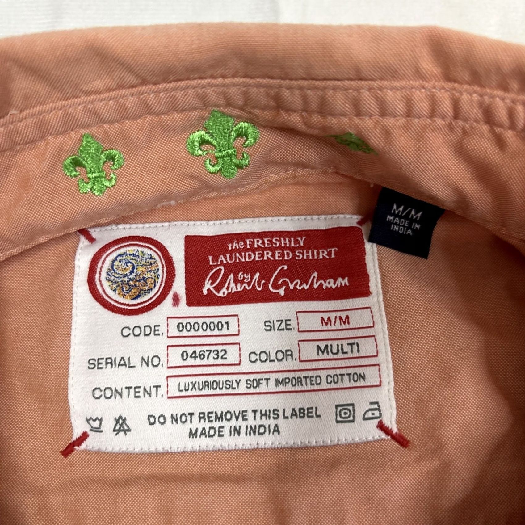 Robert Graham Robert Graham The Fresh Laundered Shirt Mens Medium Salmon Long Sleeve Button-Up Collared Embroidered Size US M / EU 48-50 / 2 - 2 Thumbnail