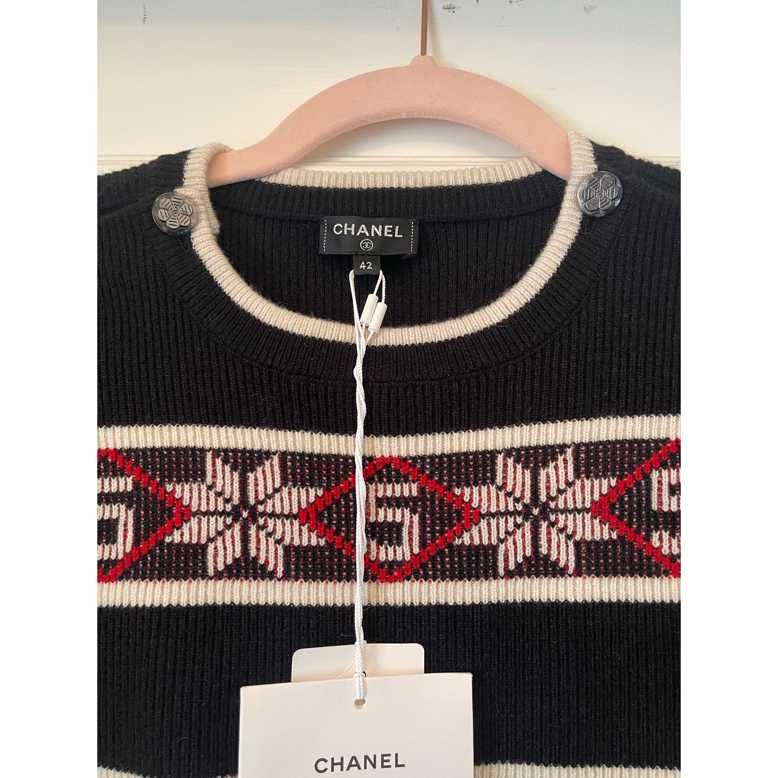 Chanel Chanel 2019 Runway Nordic Pattern Dress, NWT, Size: 42 Size L / US 10 / IT 46 - 6 Thumbnail
