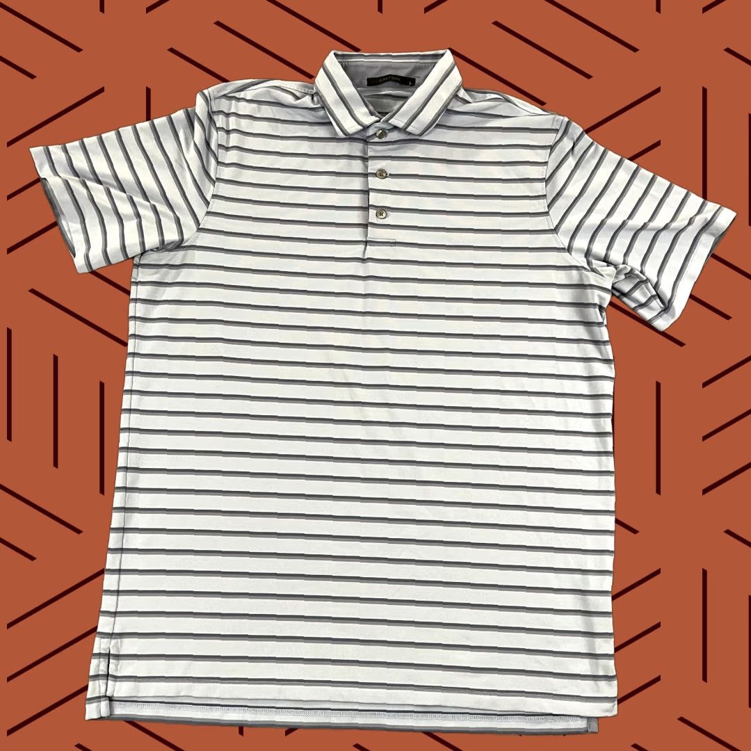 Vintage GREYSON Polo Shirt Mens L Blue Striped Golf Performance Stretch Sport Casual Shirt Size US L / EU 52-54 / 3 - 1 Thumbnail