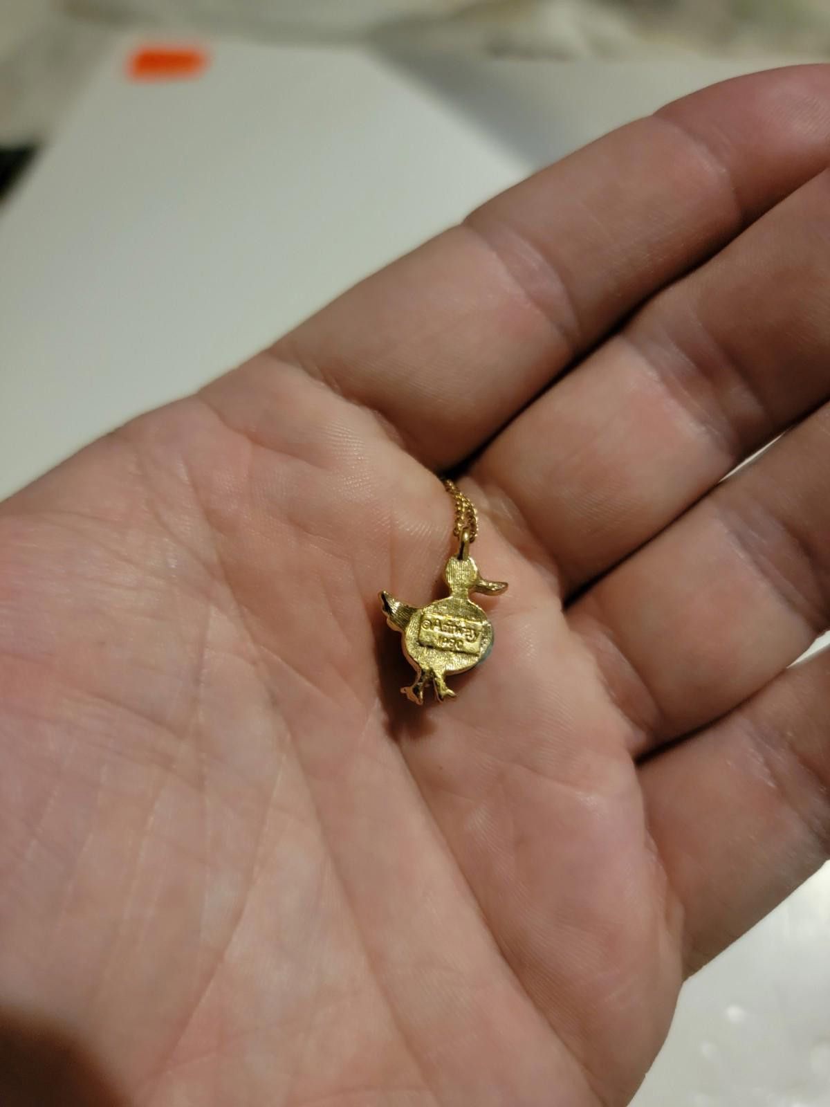 always do what you should do Vintage 1980 Cabochon Duck Gold Tone Pendant Necklace Size ONE SIZE - 3 Thumbnail
