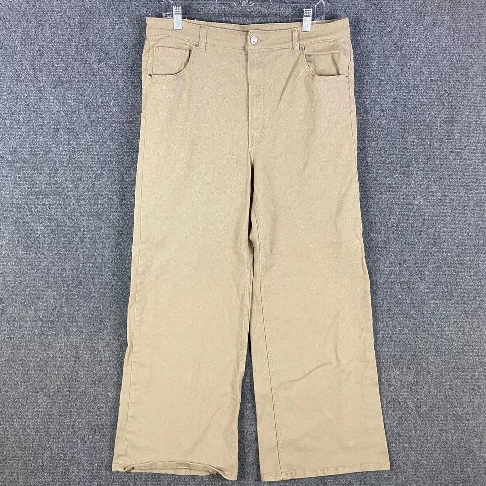 H&M H&M Jeans Women's Size 16 Wide Leg Denim Beige Distressed Size 38" / US 16 / IT 52 - 1 Thumbnail