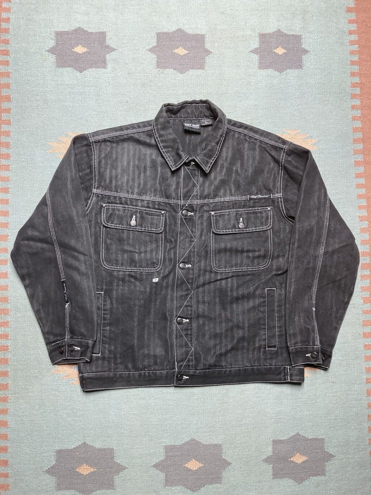 Southpole × Vintage y2k denim trucker jacket delf black goth skater men’s large Size US L / EU 52-54 / 3 - 1 Thumbnail