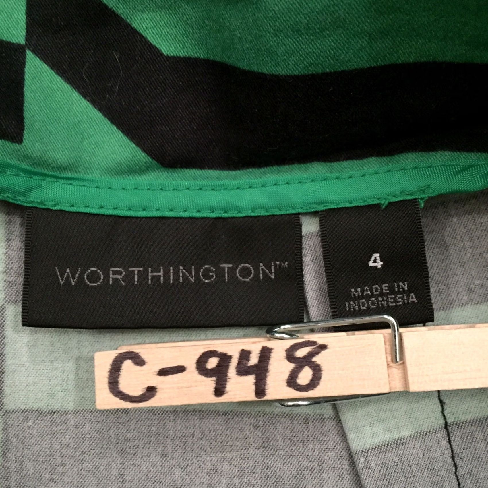 Worthington Worthington Skirt Size 4 Green Blue Striped Pencil Knee Length Slit Unlined Size 27" / US 4 / IT 40 - 7 Thumbnail