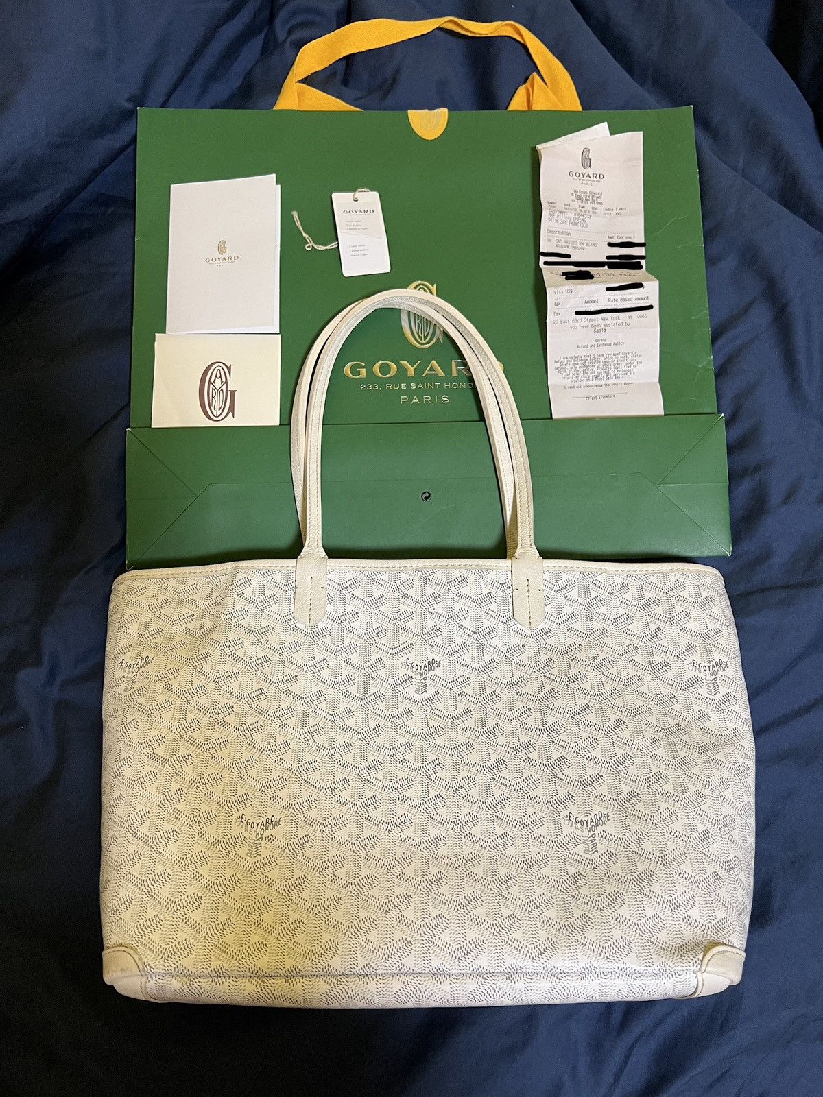 Goyard Artois Pm White Coated Canvas Tote Brand New With Zipper Auction