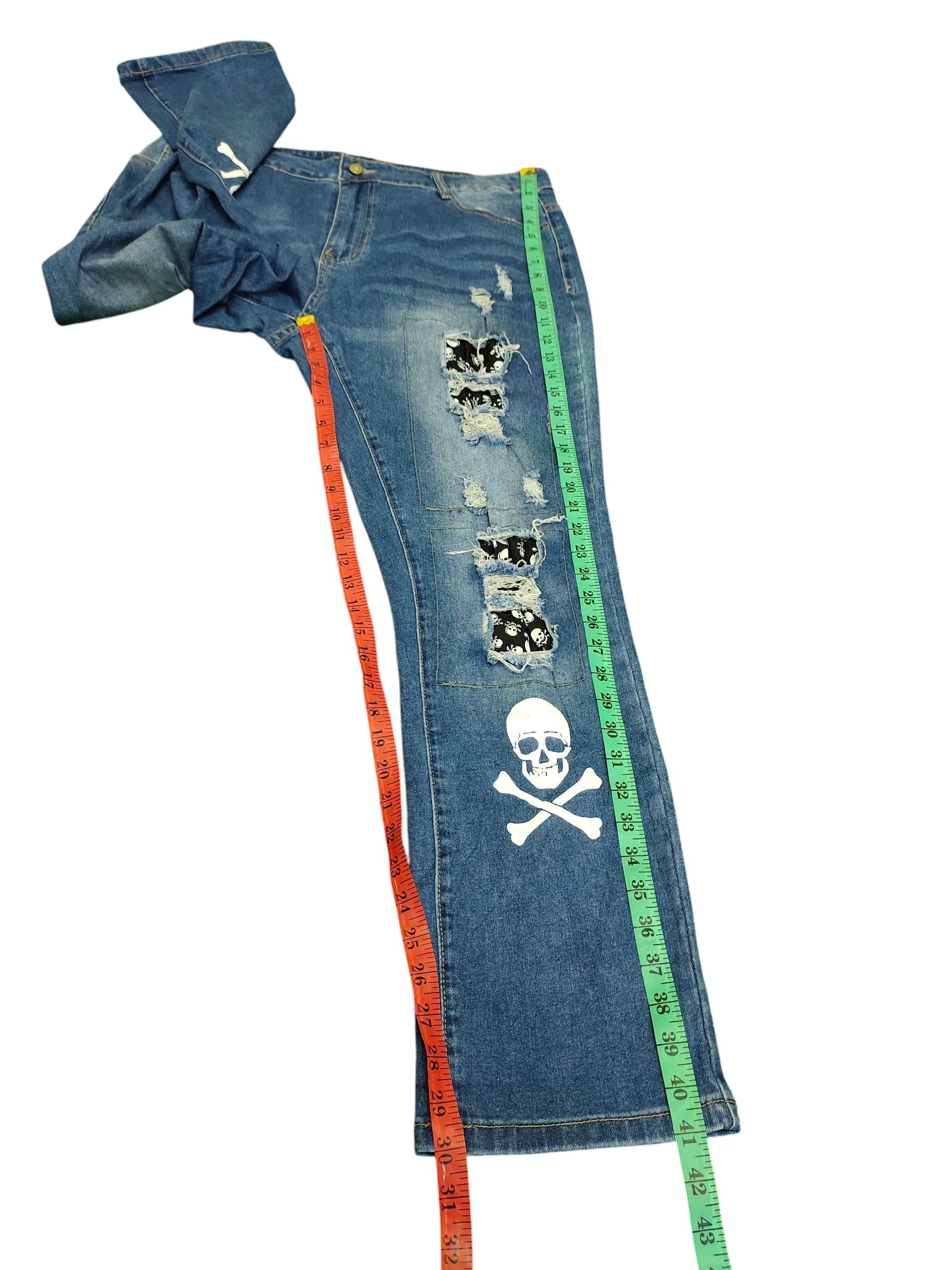 Comme des Garcons × Undercover Japanese Brand Skull Patchwork Distress Denim Jeans Size US 34 / EU 50 - 13 Thumbnail