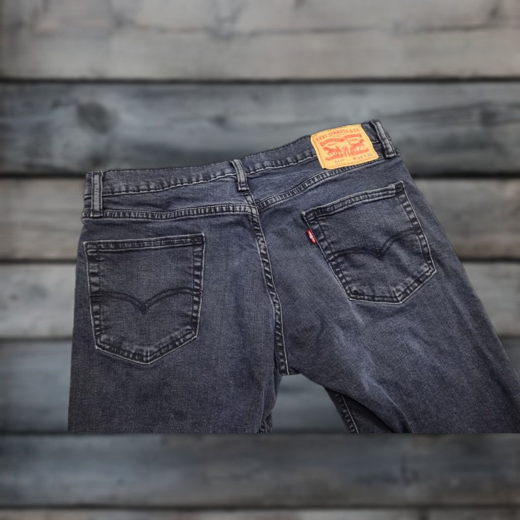 Levi's Levi's 511 Jeans Mens 34x32 Blue Slim Fit Stretch Tapered Zip Fly Denim 99% Cotton 1% Elastane Regular Inseam 32 Egypt Made Size US 34 / EU 50 - 1 Thumbnail