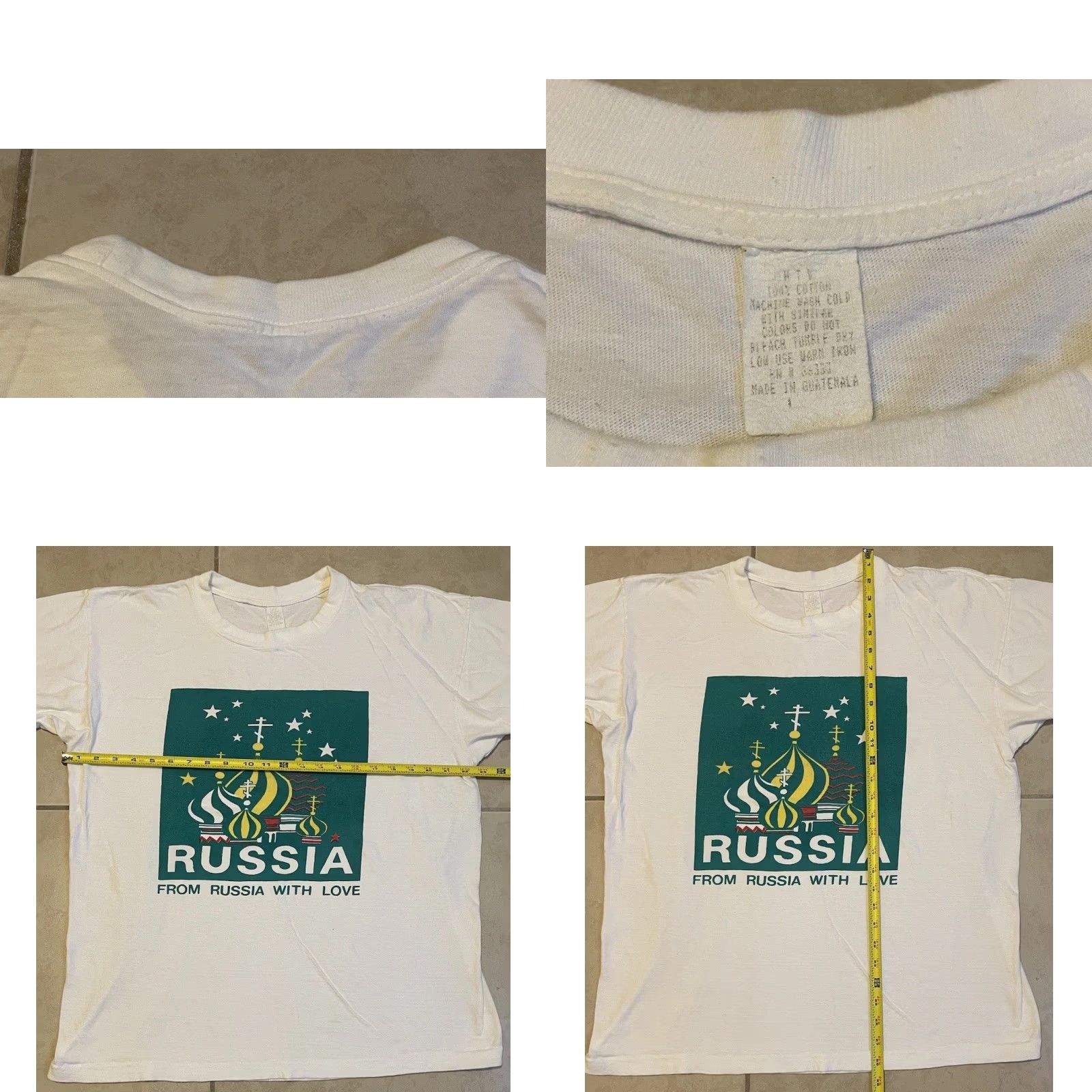 Vintage VINTAGE From Russia With Love Faded Shirt L Moscow College Flag Art Grunge 80s 90s Shirt Mens White Single Stitch Graphic Tee Cap. Size US L / EU 52-54 / 3 - 9 Thumbnail