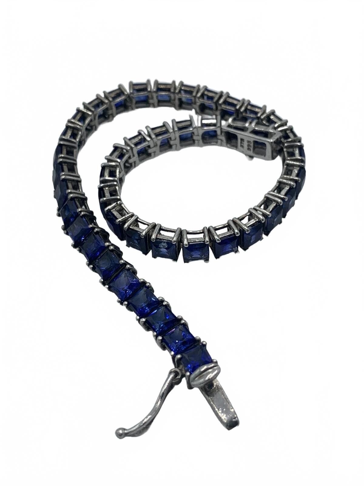 Other Chuck Clemency Sterling Silver Blue Sapphire Tennis Bracelet Size ONE SIZE - 1 Thumbnail